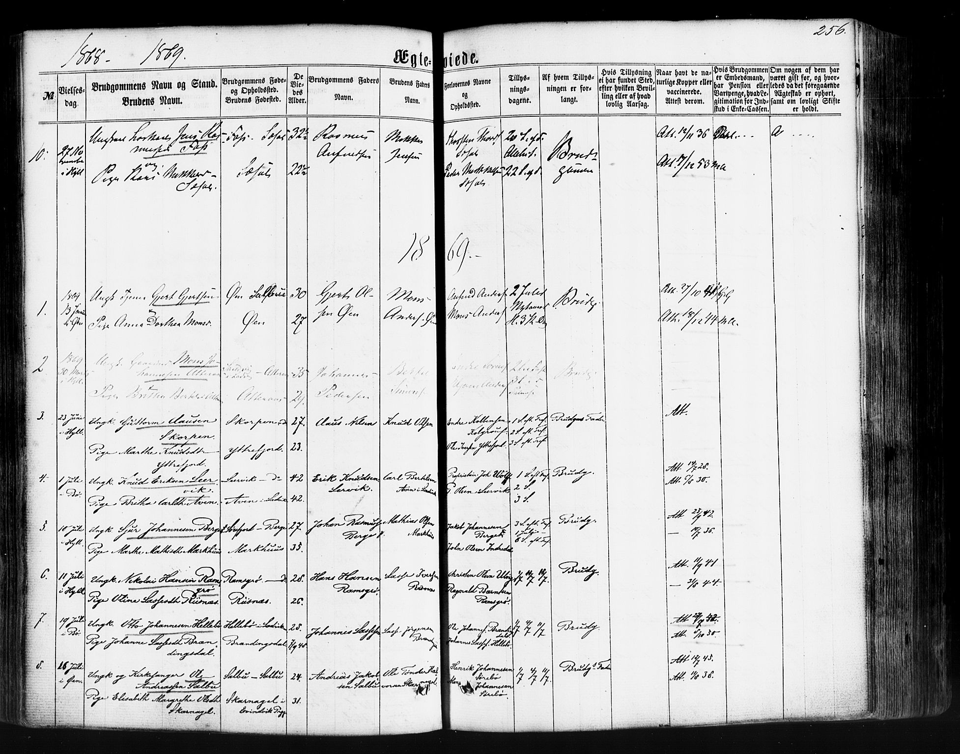 Hyllestad sokneprestembete, SAB/A-80401: Parish register (official) no. A 1, 1861-1886, p. 256
