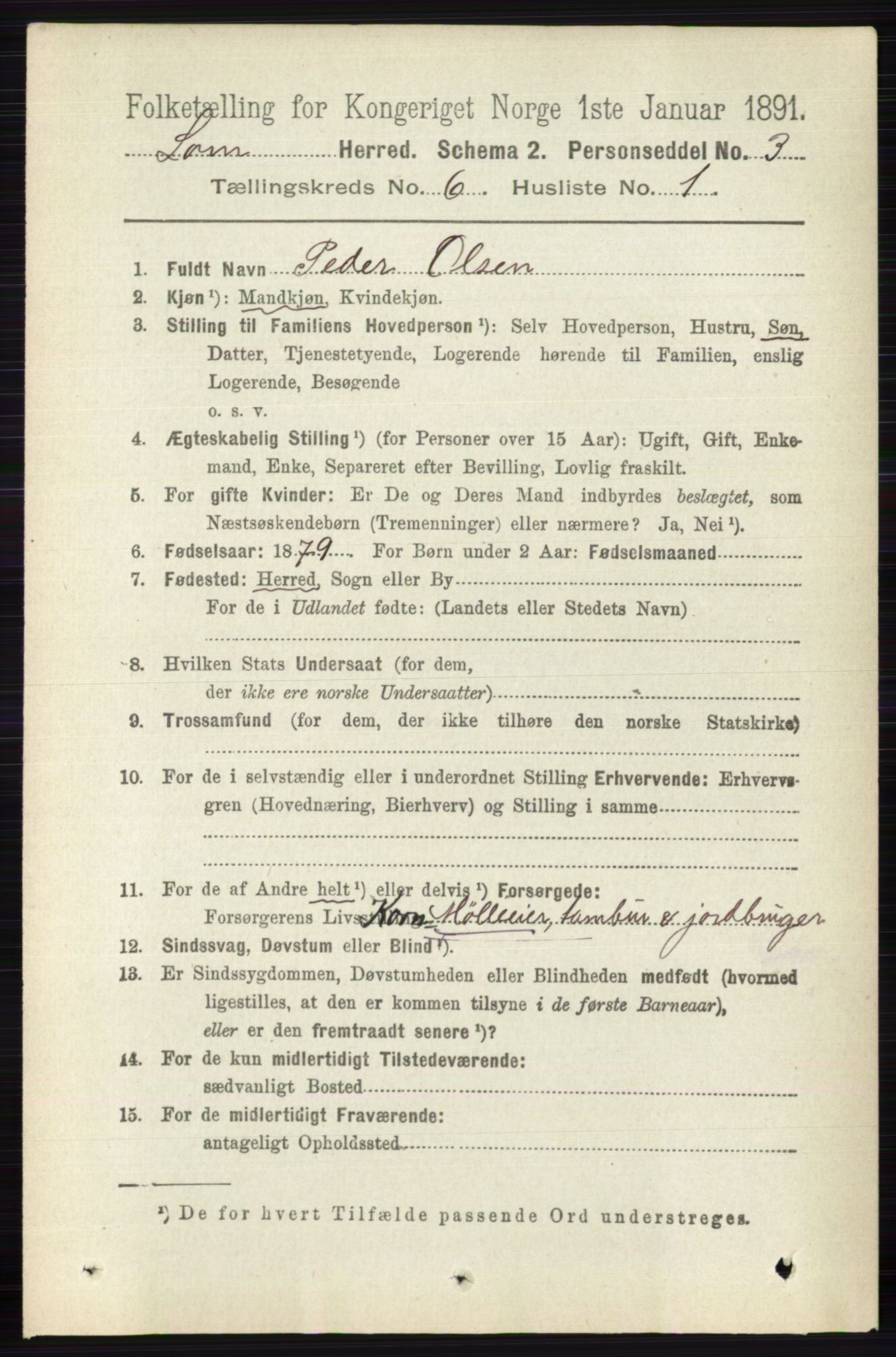 RA, 1891 census for 0514 Lom, 1891, p. 2372