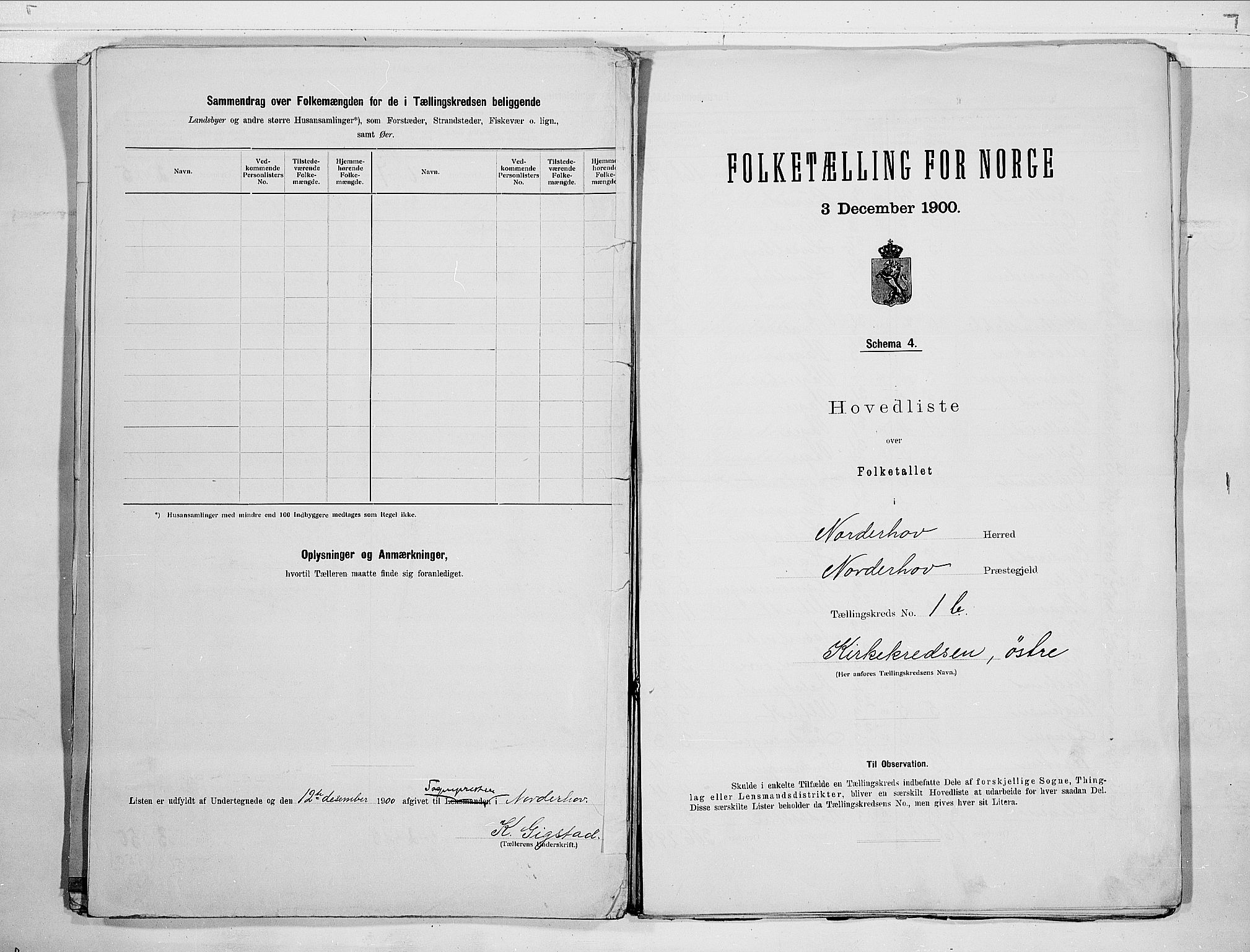 RA, 1900 census for Norderhov, 1900, p. 6