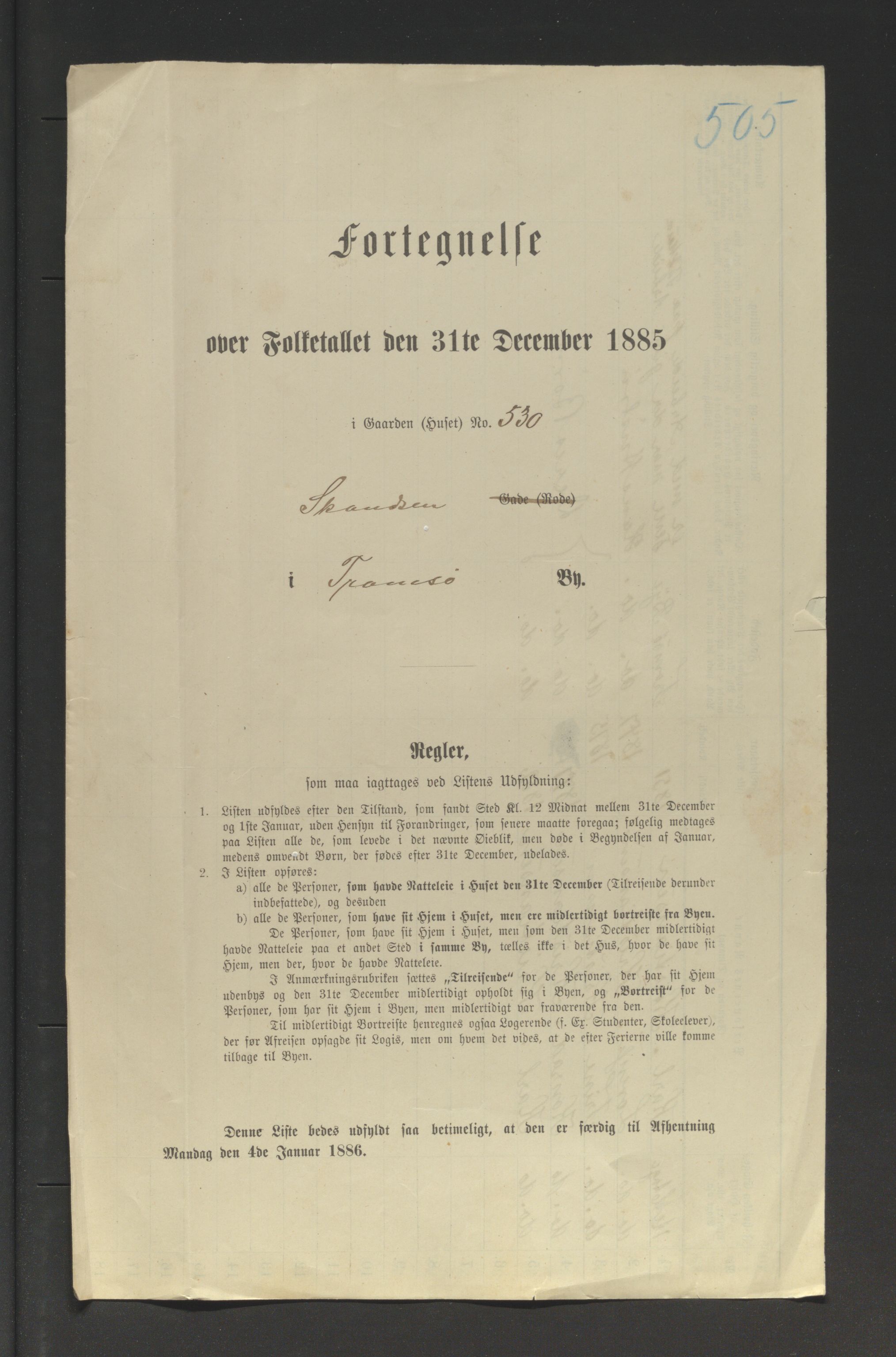 SATØ, 1885 census for 1902 Tromsø, 1885, p. 505a