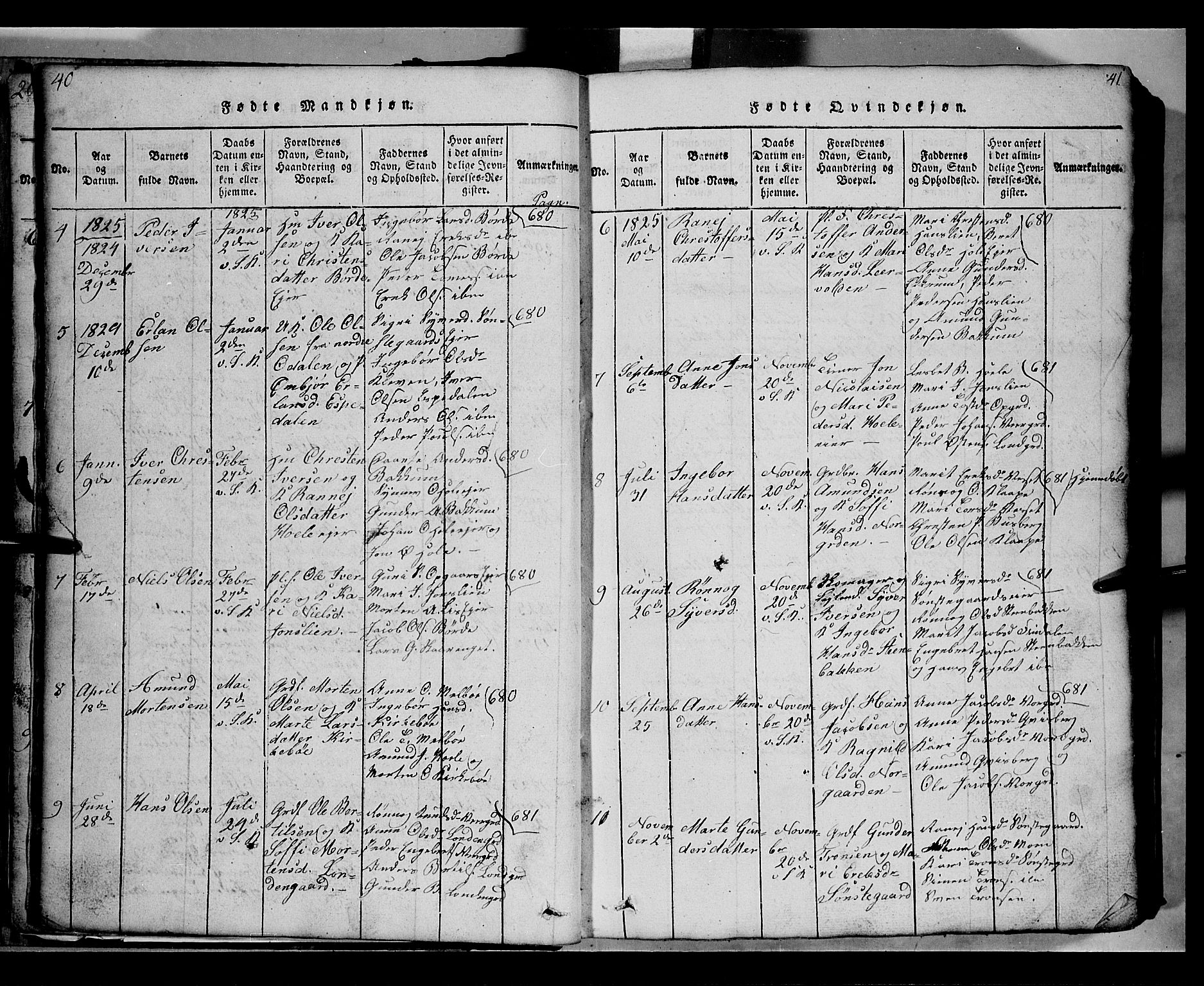 Gausdal prestekontor, SAH/PREST-090/H/Ha/Hab/L0002: Parish register (copy) no. 2, 1818-1874, p. 40-41