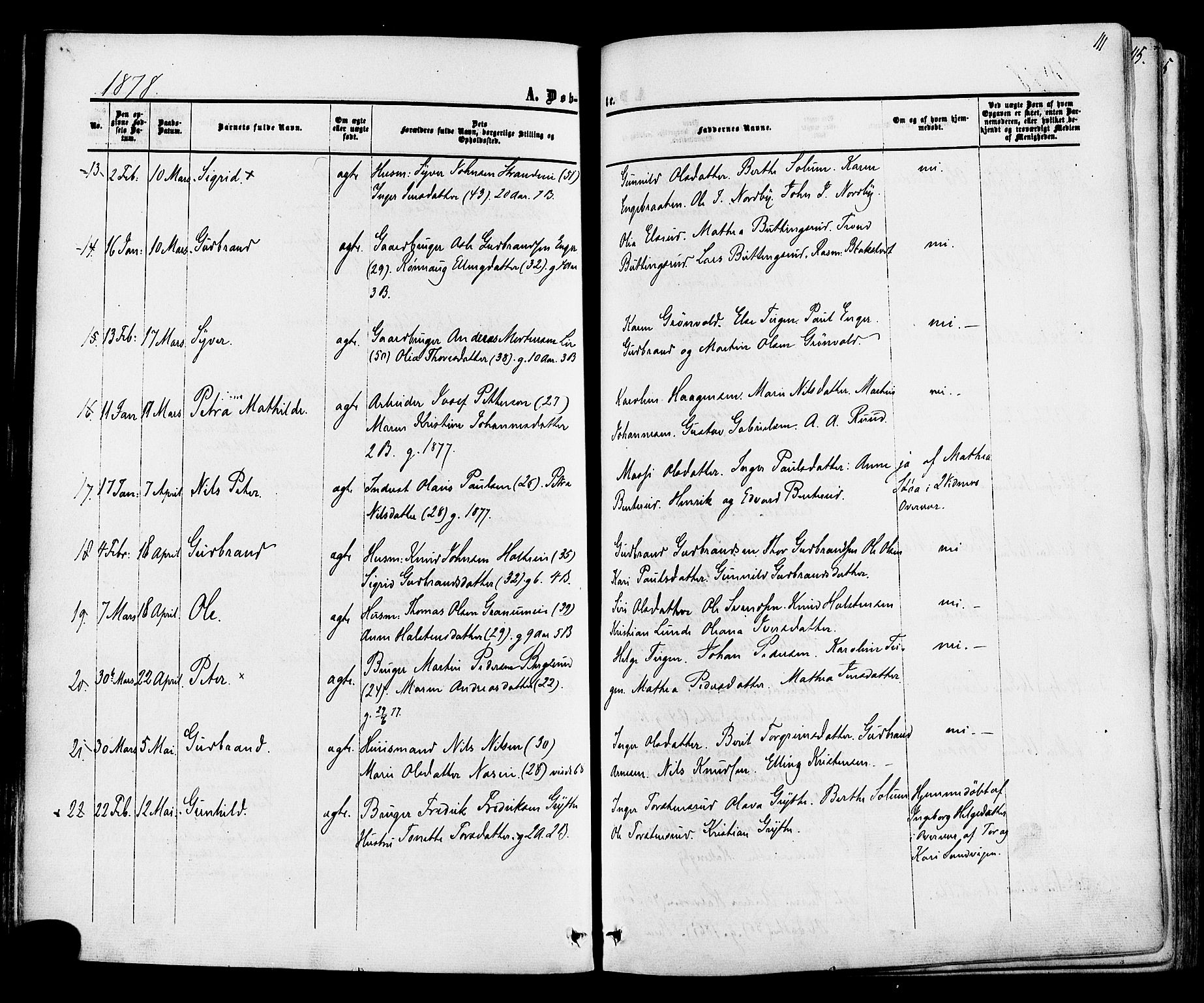 Ådal kirkebøker, AV/SAKO-A-248/F/Fa/L0001: Parish register (official) no. I 1, 1857-1883, p. 111