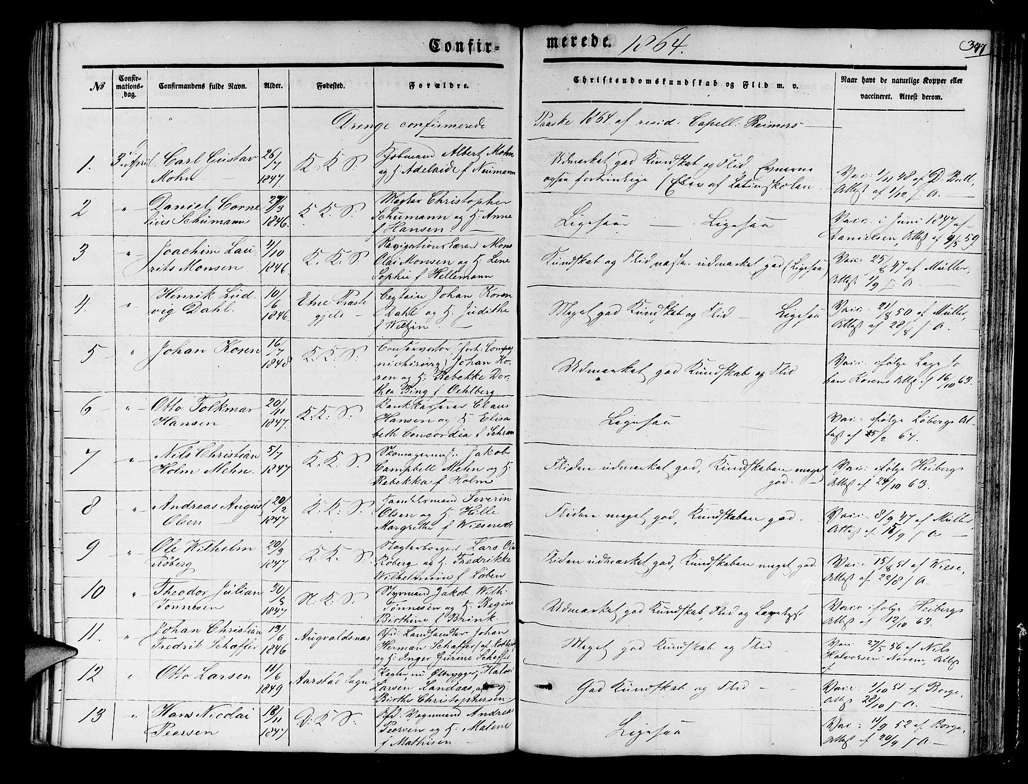 Korskirken sokneprestembete, SAB/A-76101/H/Hab: Parish register (copy) no. C 1, 1839-1868, p. 397