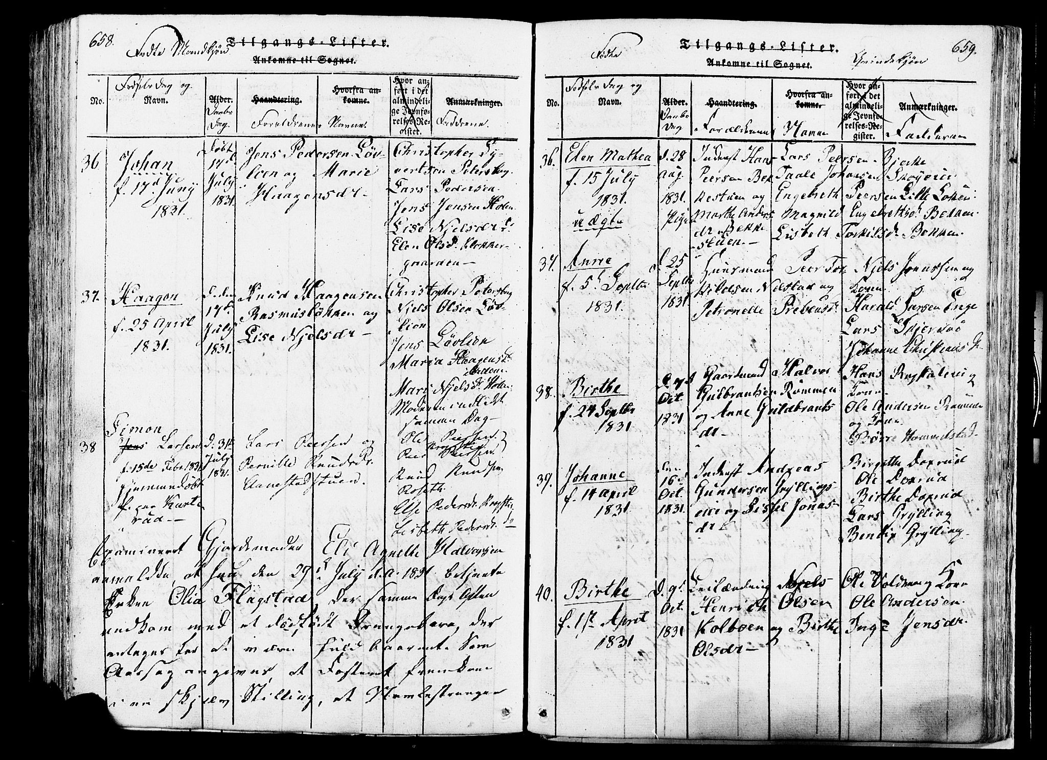 Løten prestekontor, AV/SAH-PREST-022/K/Ka/L0005: Parish register (official) no. 5, 1814-1832, p. 658-659