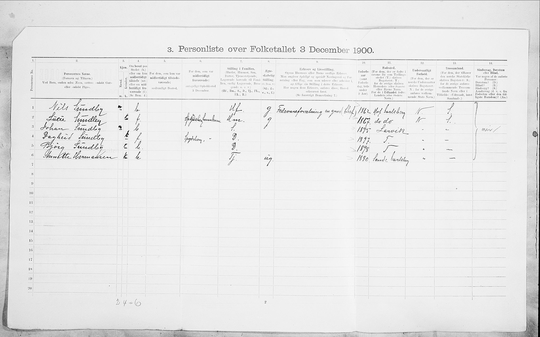 SAO, 1900 census for Kristiania, 1900, p. 87258