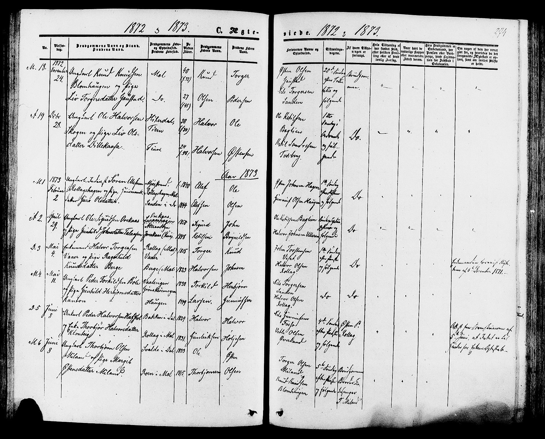 Tinn kirkebøker, SAKO/A-308/F/Fa/L0006: Parish register (official) no. I 6, 1857-1878, p. 274