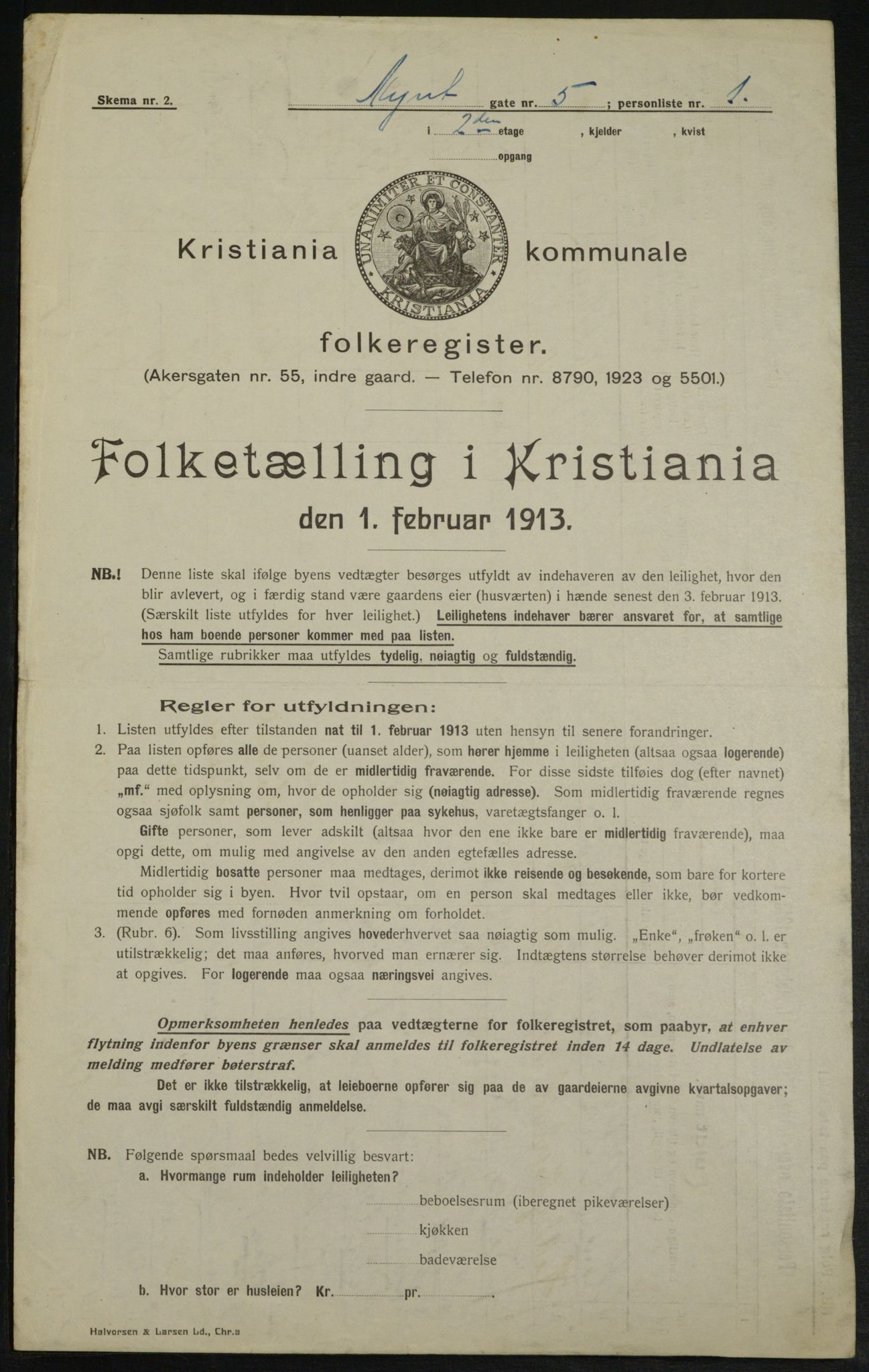 OBA, Municipal Census 1913 for Kristiania, 1913, p. 68356