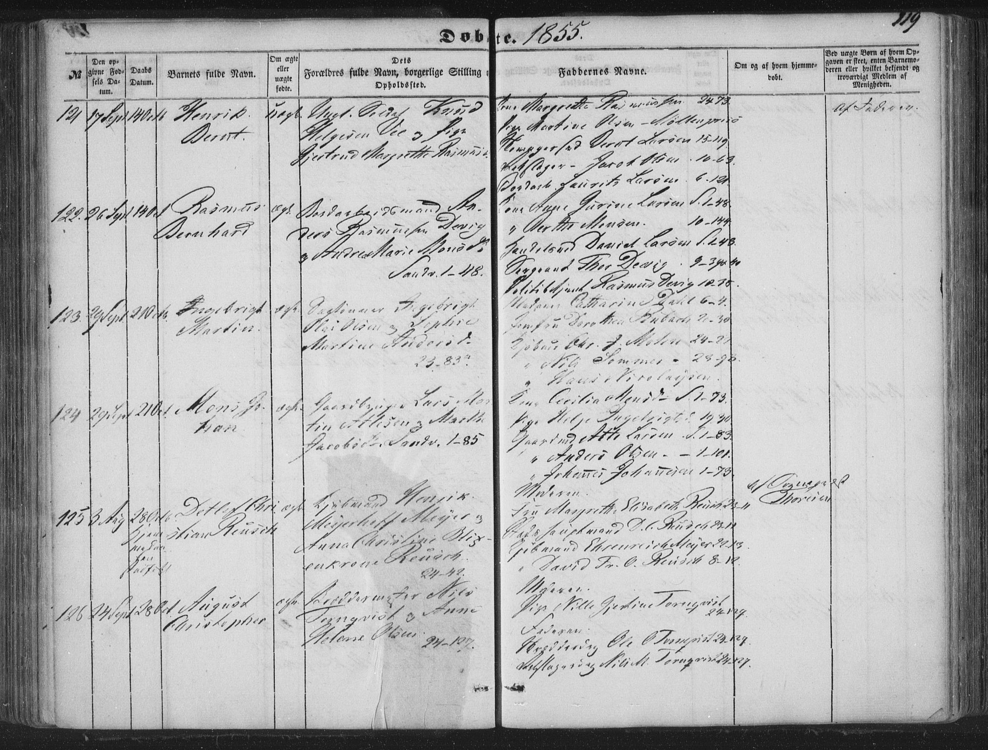 Korskirken sokneprestembete, AV/SAB-A-76101/H/Haa/L0017: Parish register (official) no. B 3, 1851-1857, p. 119