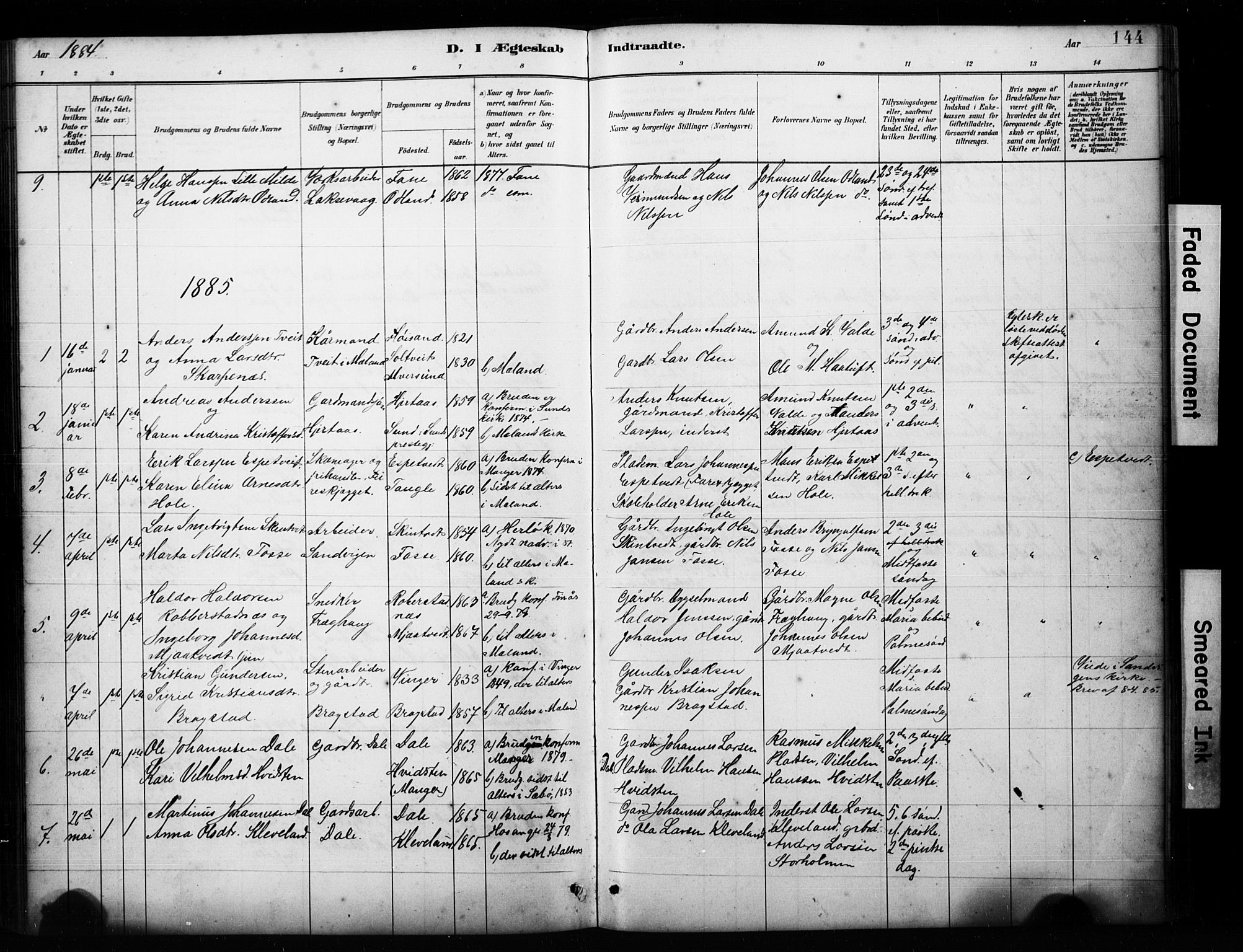 Alversund Sokneprestembete, SAB/A-73901/H/Ha/Hab: Parish register (copy) no. C 3, 1881-1894, p. 144