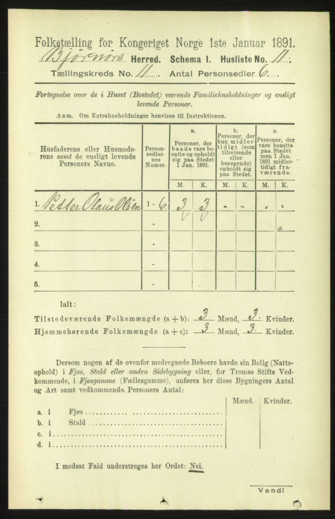 RA, 1891 census for 1632 Bjørnør, 1891, p. 4614