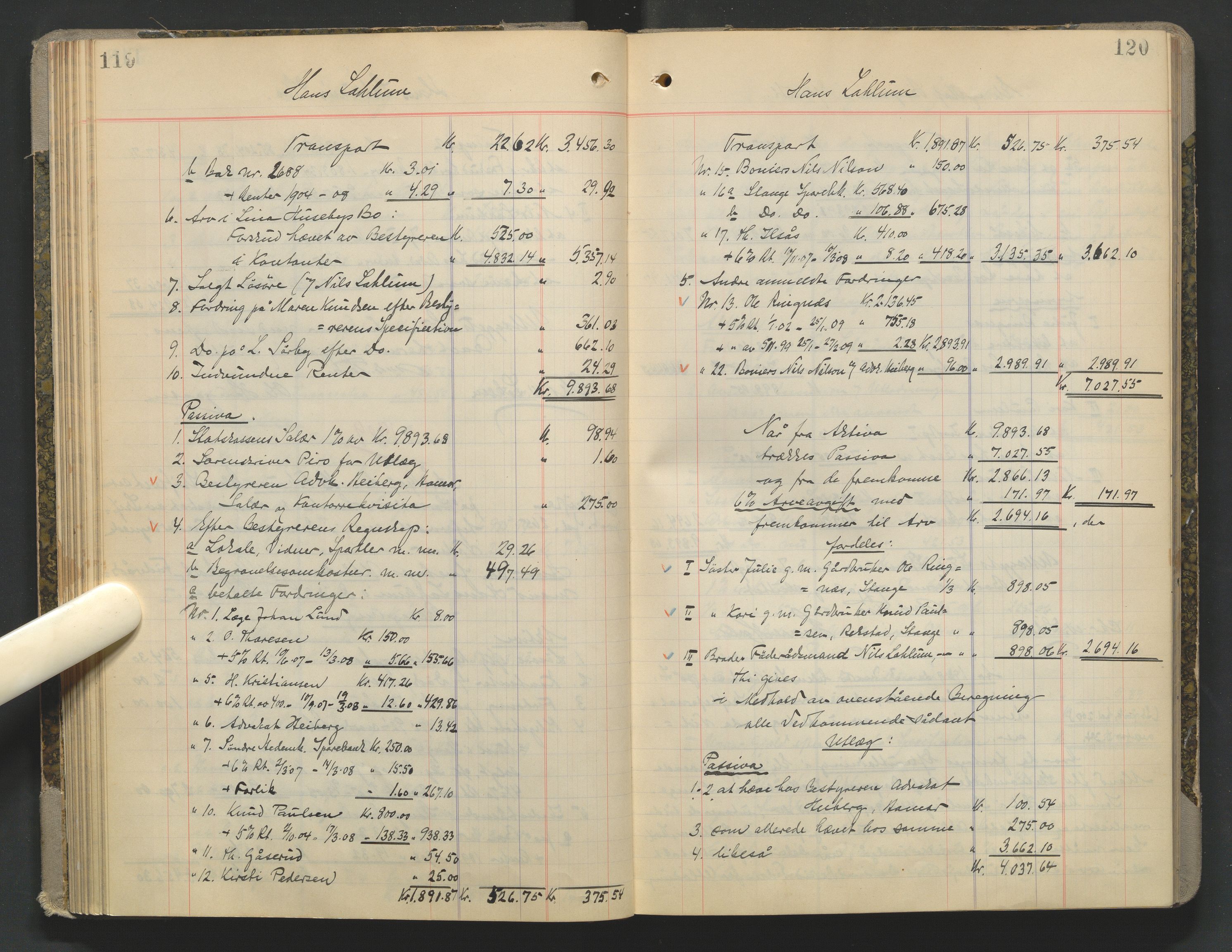 Sør-Hedmark sorenskriveri, AV/SAH-TING-014/J/Ja/Jad/L0003: Skifteutlodningsprotokoll - landet, 1906-1914, p. 119-120