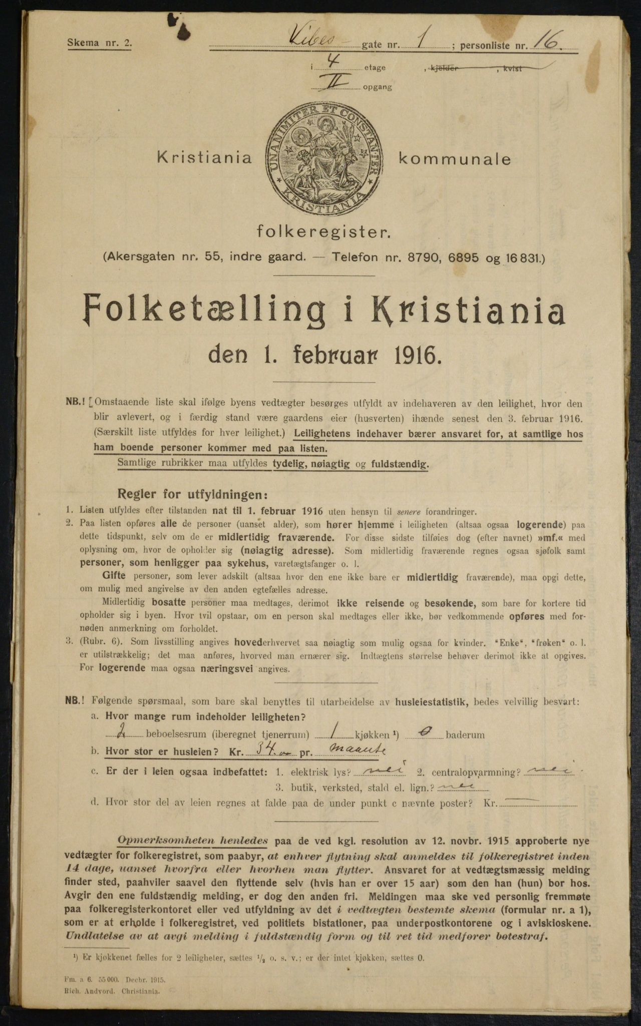 OBA, Municipal Census 1916 for Kristiania, 1916, p. 126297