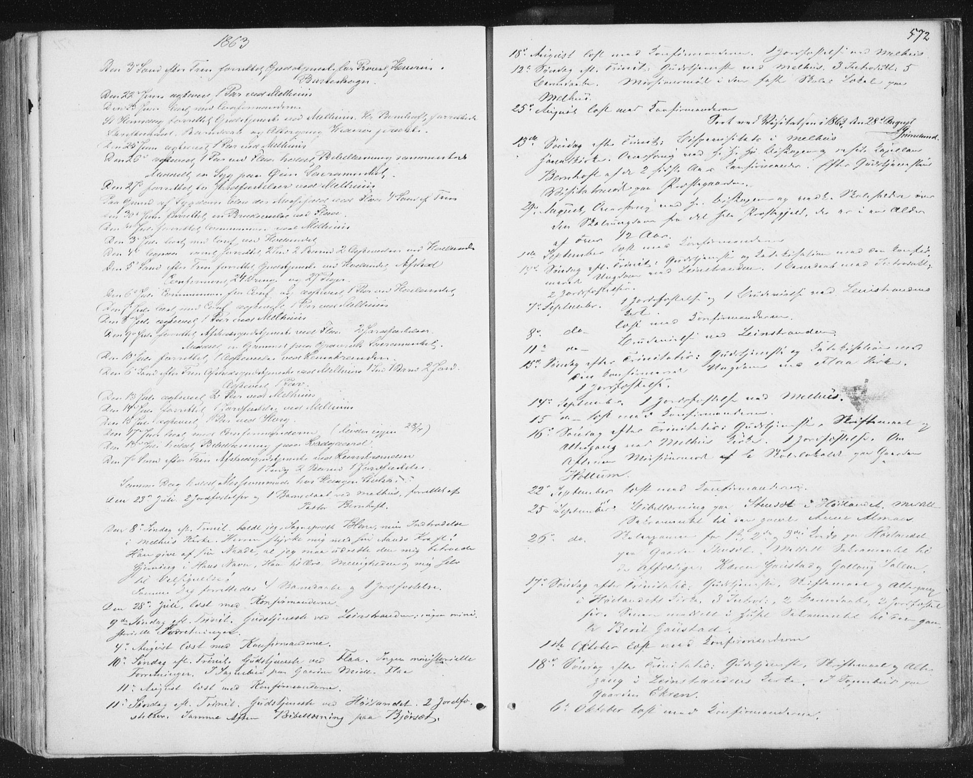 Ministerialprotokoller, klokkerbøker og fødselsregistre - Sør-Trøndelag, SAT/A-1456/691/L1077: Parish register (official) no. 691A09, 1862-1873, p. 572