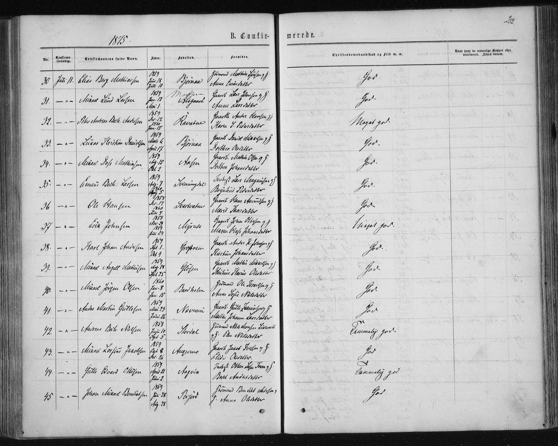 Ministerialprotokoller, klokkerbøker og fødselsregistre - Nordland, AV/SAT-A-1459/820/L0294: Parish register (official) no. 820A15, 1866-1879, p. 232