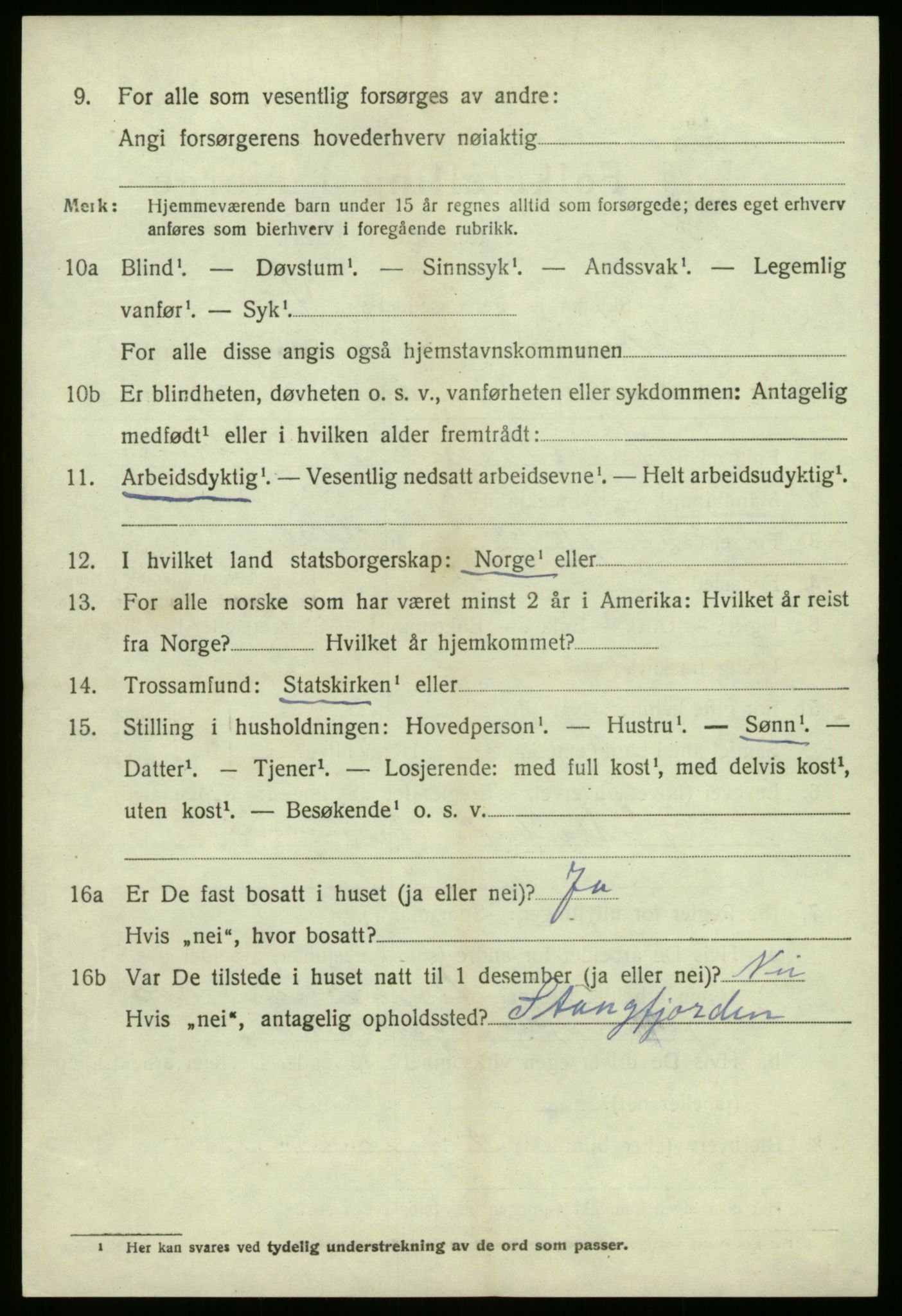 SAB, 1920 census for Jølster, 1920, p. 3285