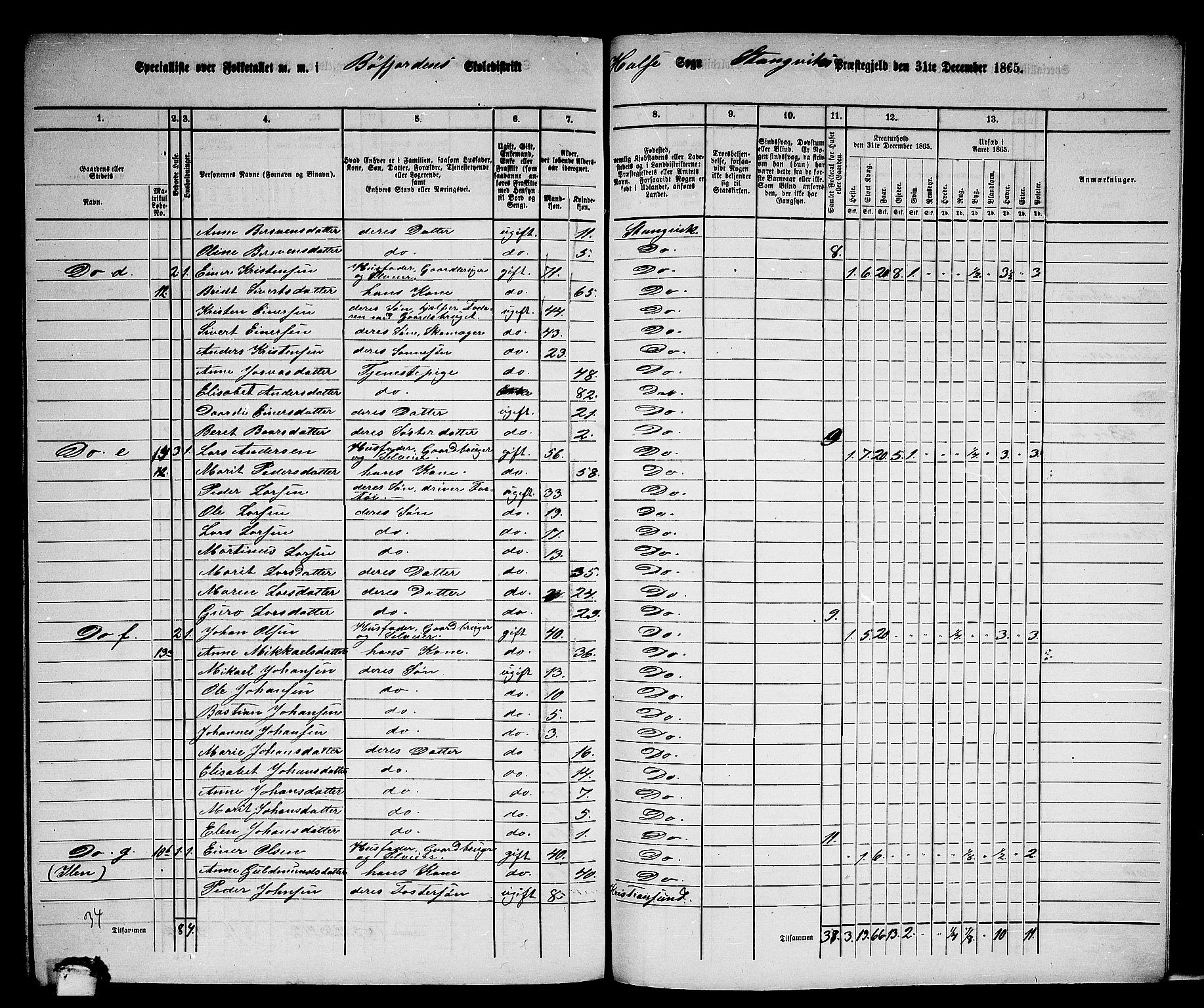 RA, 1865 census for Stangvik, 1865, p. 183