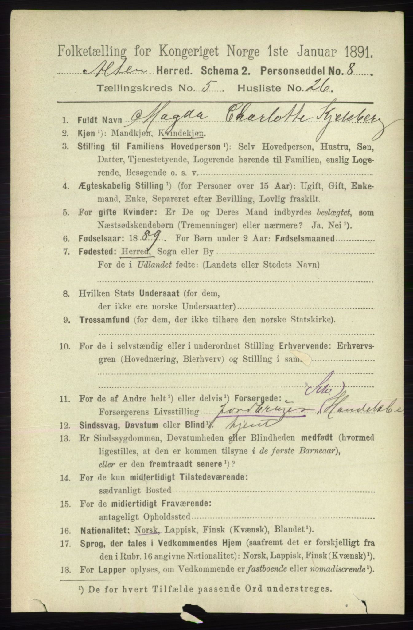 RA, 1891 census for 2012 Alta, 1891, p. 1805