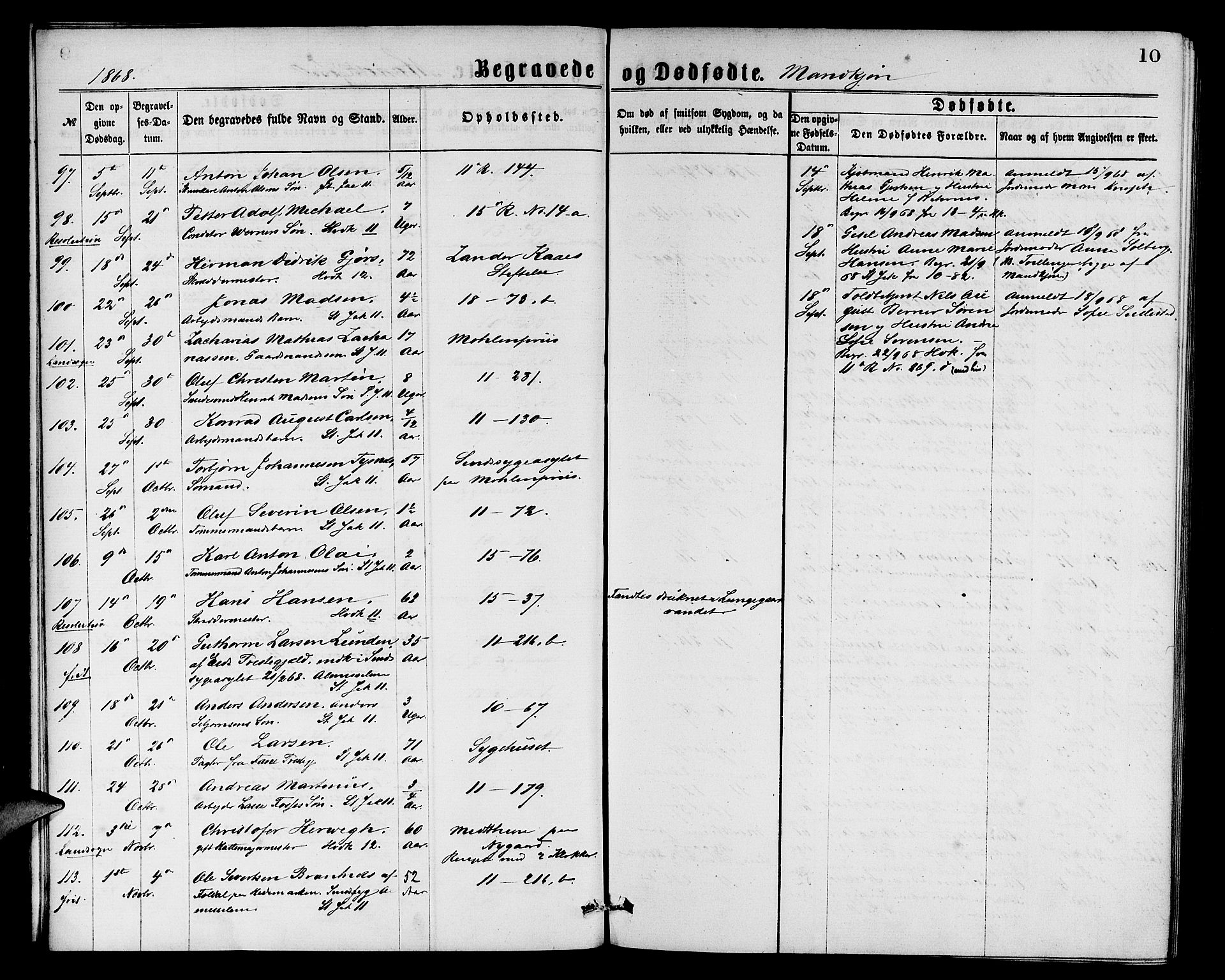 Domkirken sokneprestembete, AV/SAB-A-74801/H/Hab/L0040: Parish register (copy) no. E 4, 1868-1877, p. 10