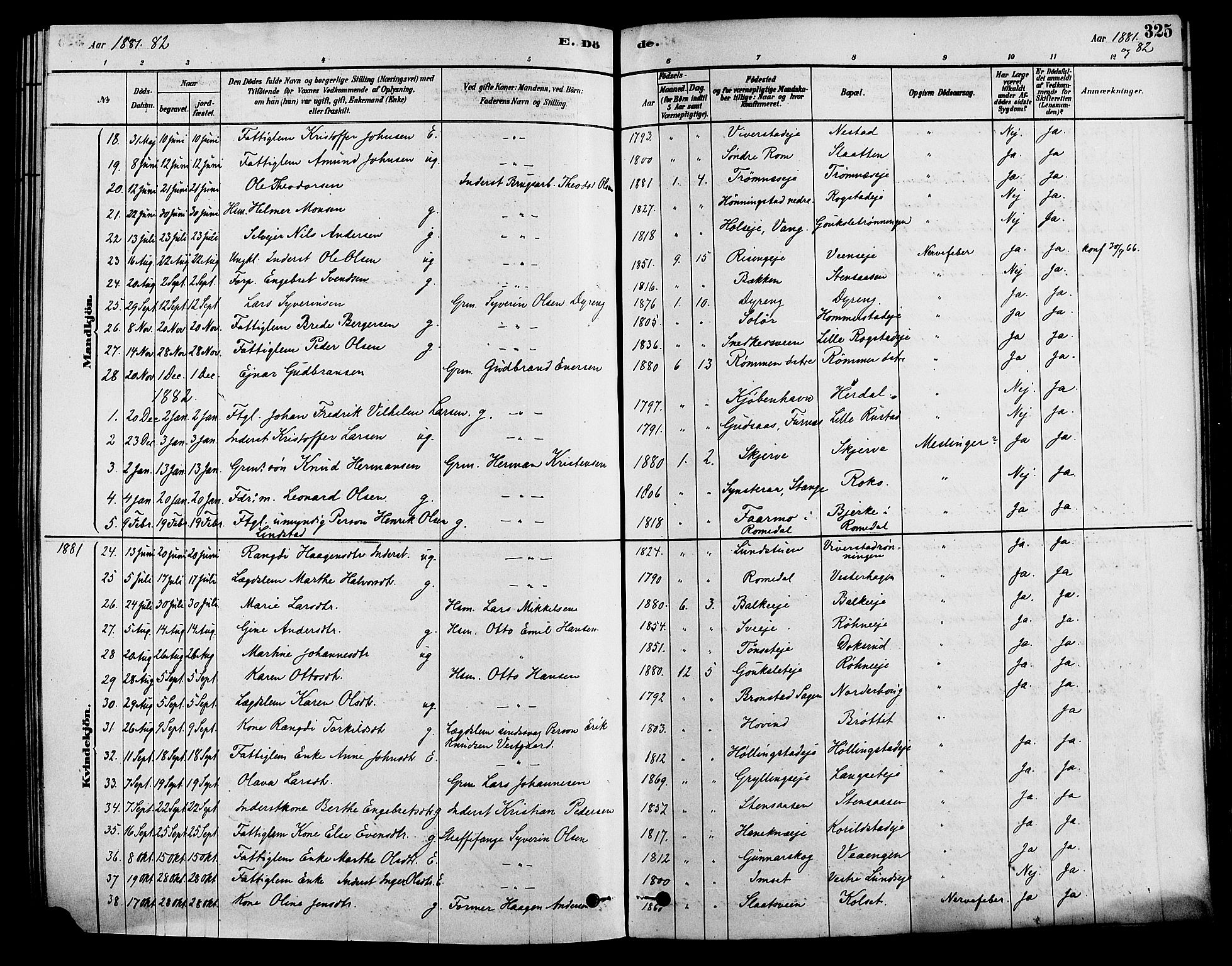 Løten prestekontor, AV/SAH-PREST-022/K/Ka/L0009: Parish register (official) no. 9, 1878-1891, p. 325