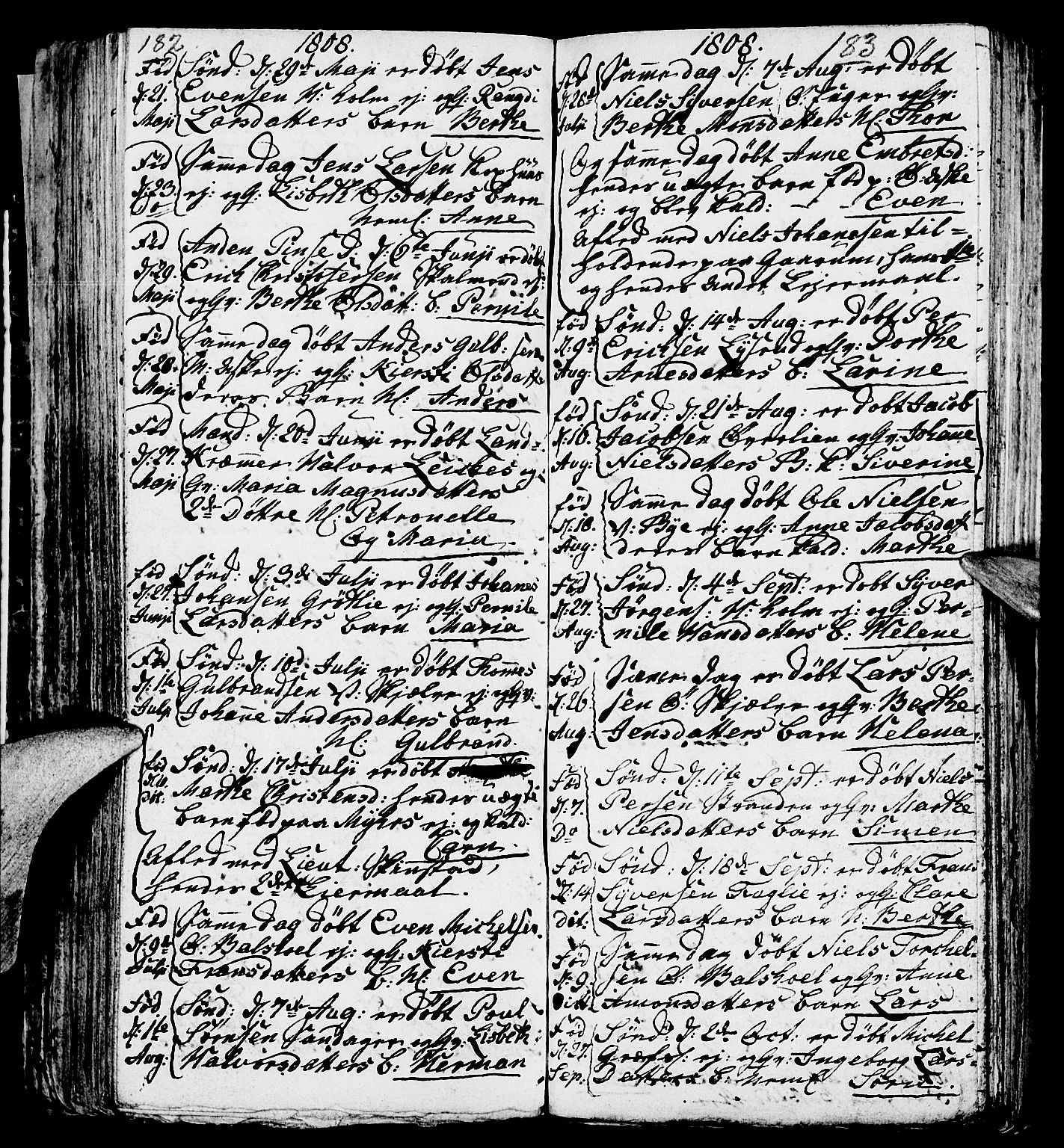 Nes prestekontor, Hedmark, SAH/PREST-020/L/La/L0002: Parish register (copy) no. 2, 1785-1813, p. 182-183