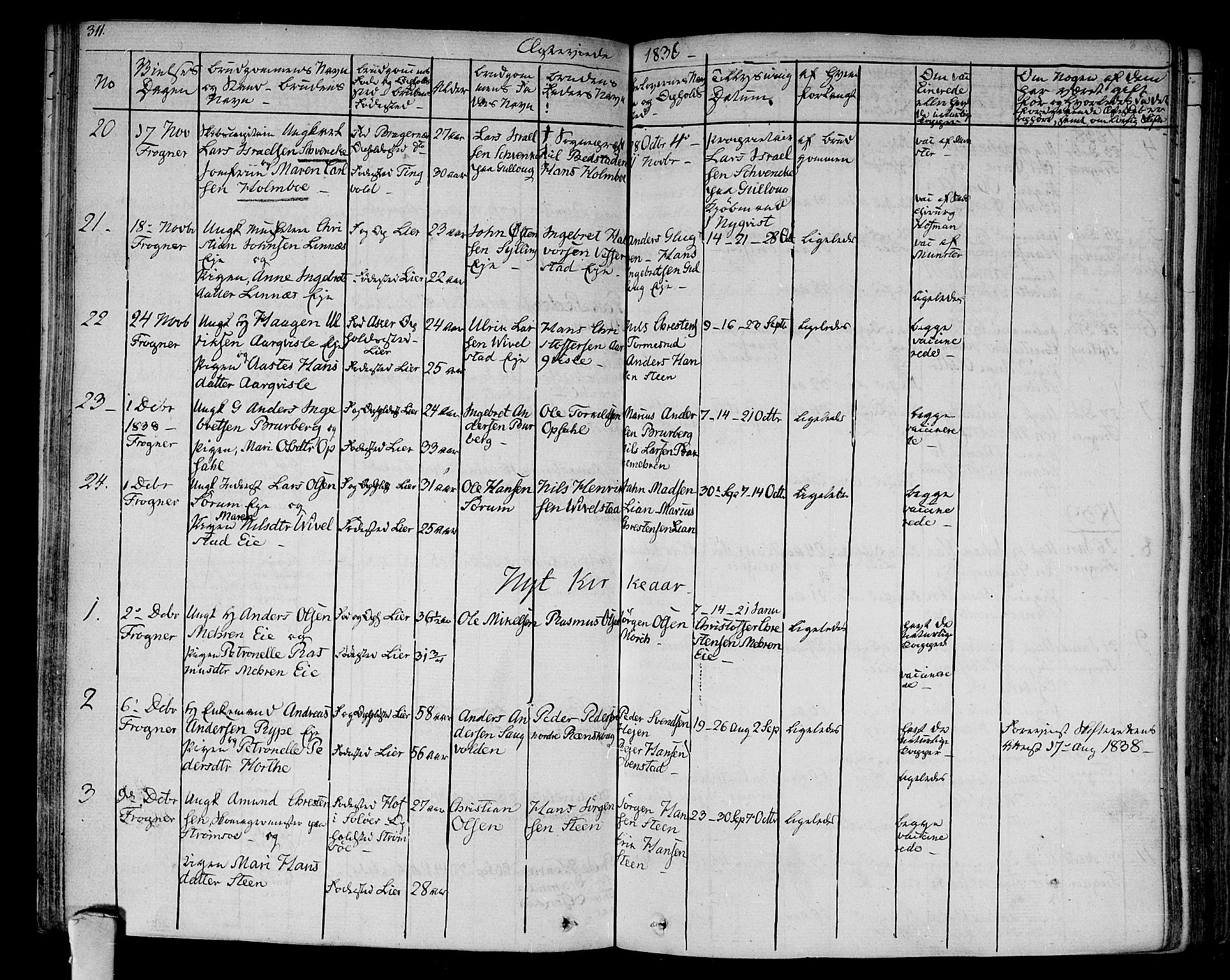 Lier kirkebøker, AV/SAKO-A-230/F/Fa/L0010: Parish register (official) no. I 10, 1827-1843, p. 311