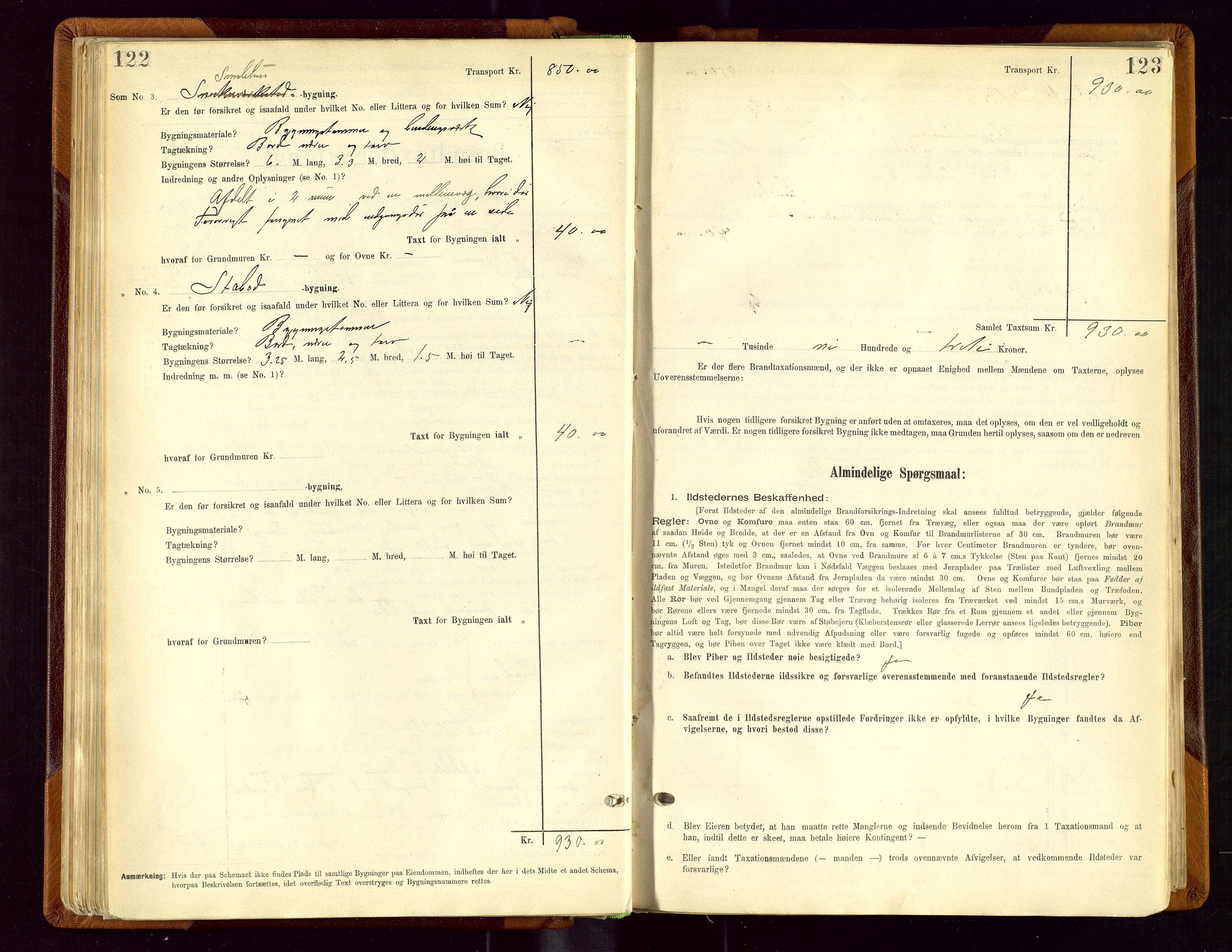 Sauda lensmannskontor, AV/SAST-A-100177/Gob/L0001: Branntakstprotokoll - skjematakst, 1894-1914, p. 122-123