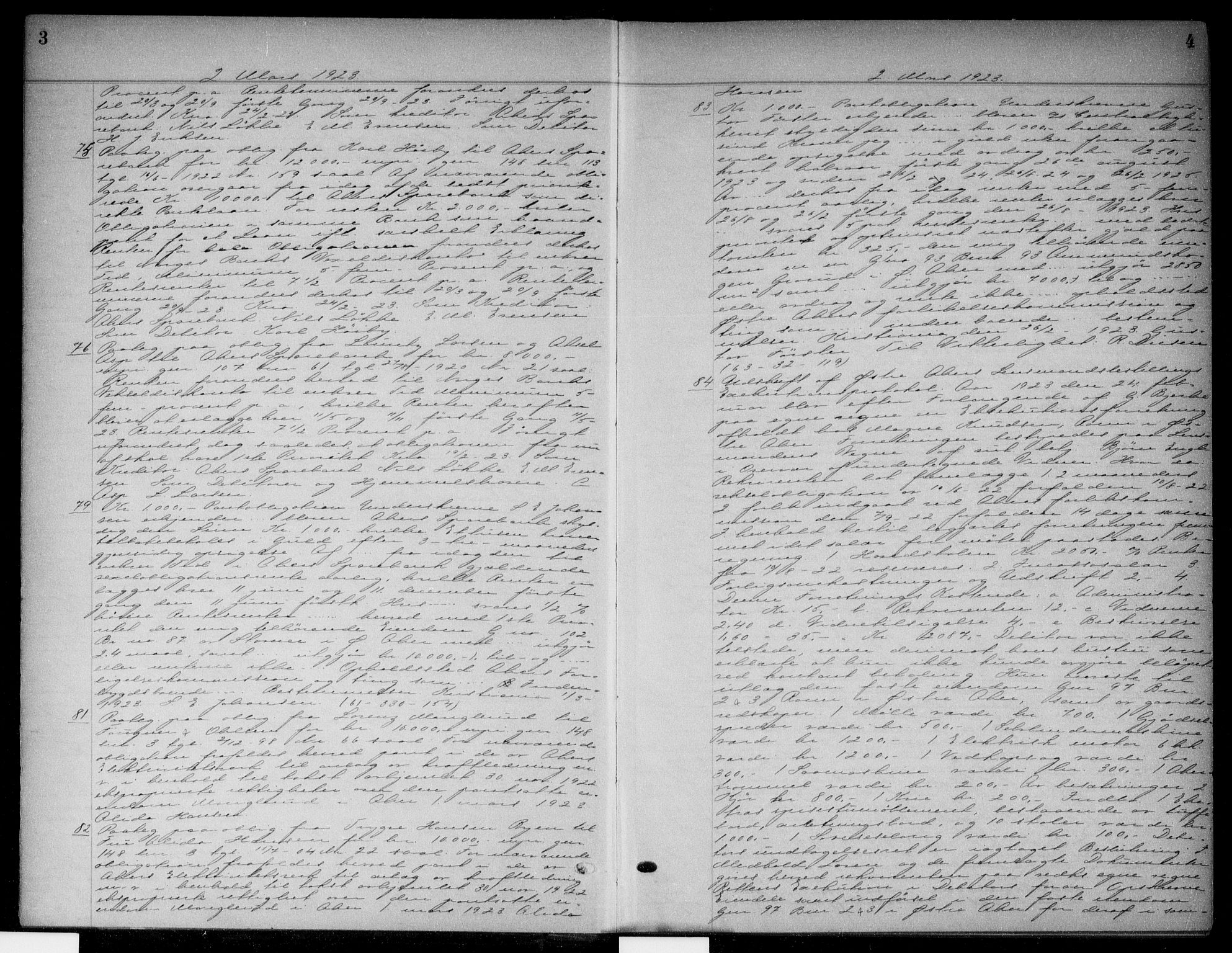 Aker herredsskriveri, AV/SAO-A-10896/G/Gb/Gba/Gbaa/L0066: Mortgage book no. I 66, 1923-1923, p. 3-4