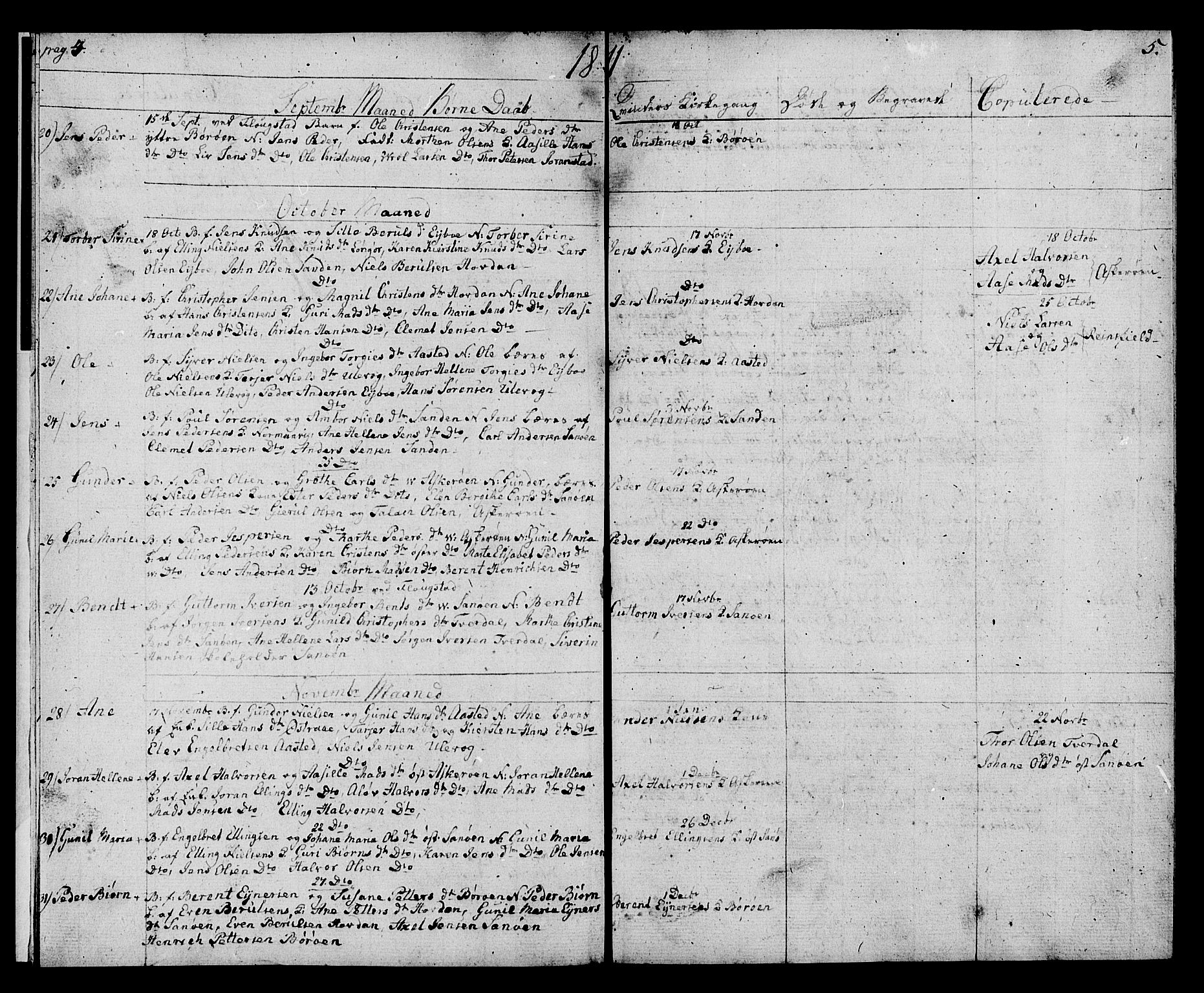 Dypvåg sokneprestkontor, SAK/1111-0007/F/Fb/Fba/L0008: Parish register (copy) no. B 8, 1811-1813, p. 4-5