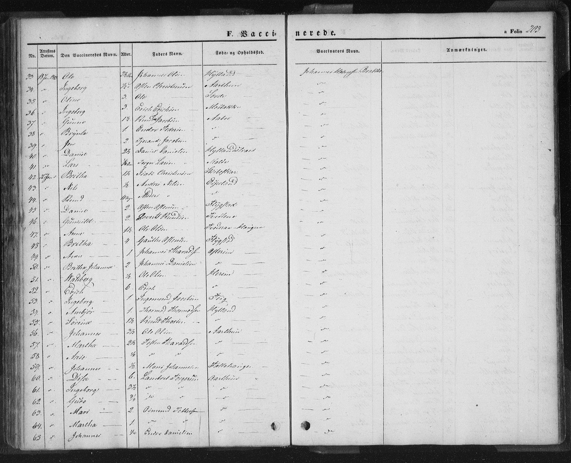 Sand sokneprestkontor, AV/SAST-A-101848/01/III/L0002: Parish register (official) no. A 2, 1838-1859, p. 203