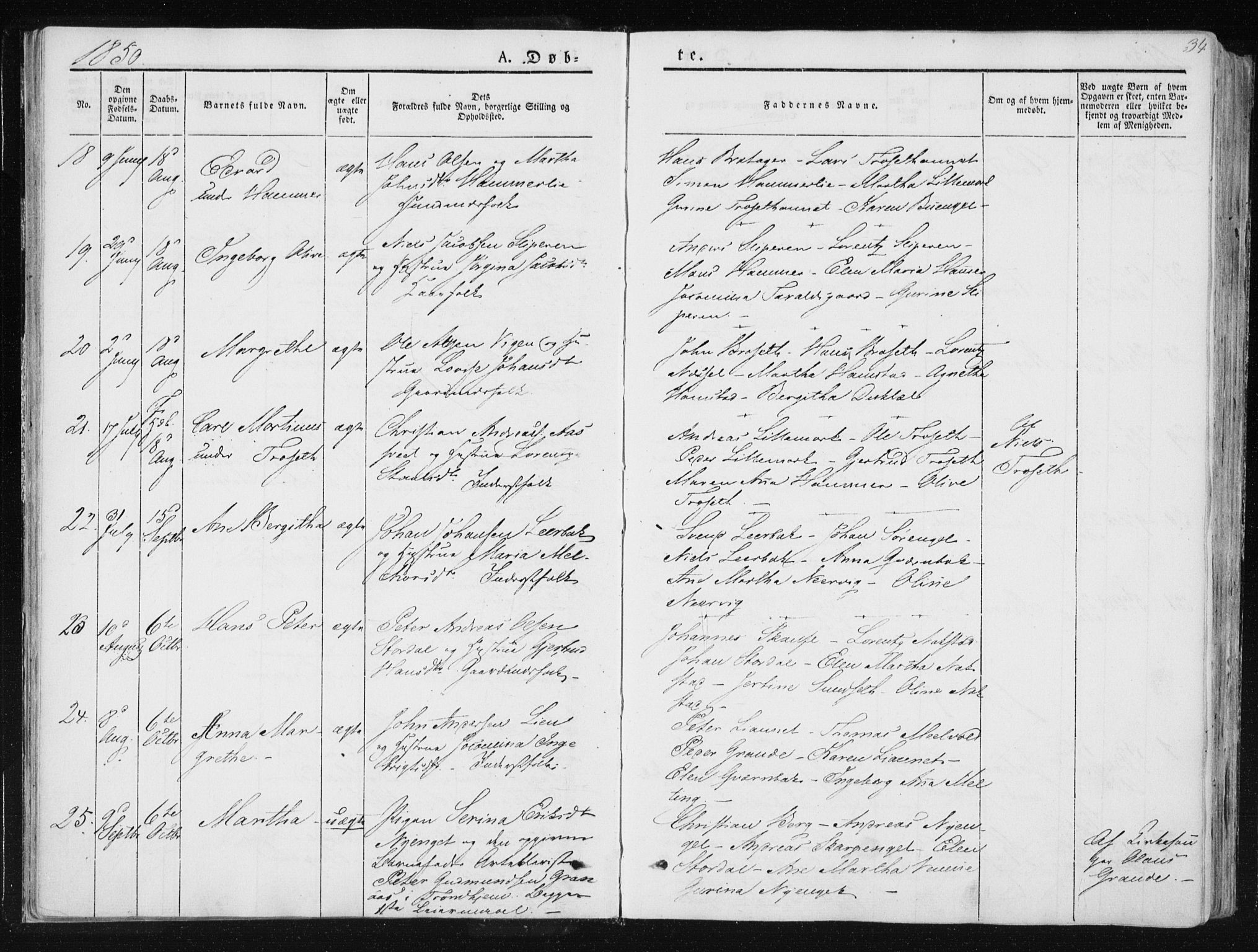 Ministerialprotokoller, klokkerbøker og fødselsregistre - Nord-Trøndelag, SAT/A-1458/733/L0323: Parish register (official) no. 733A02, 1843-1870, p. 34