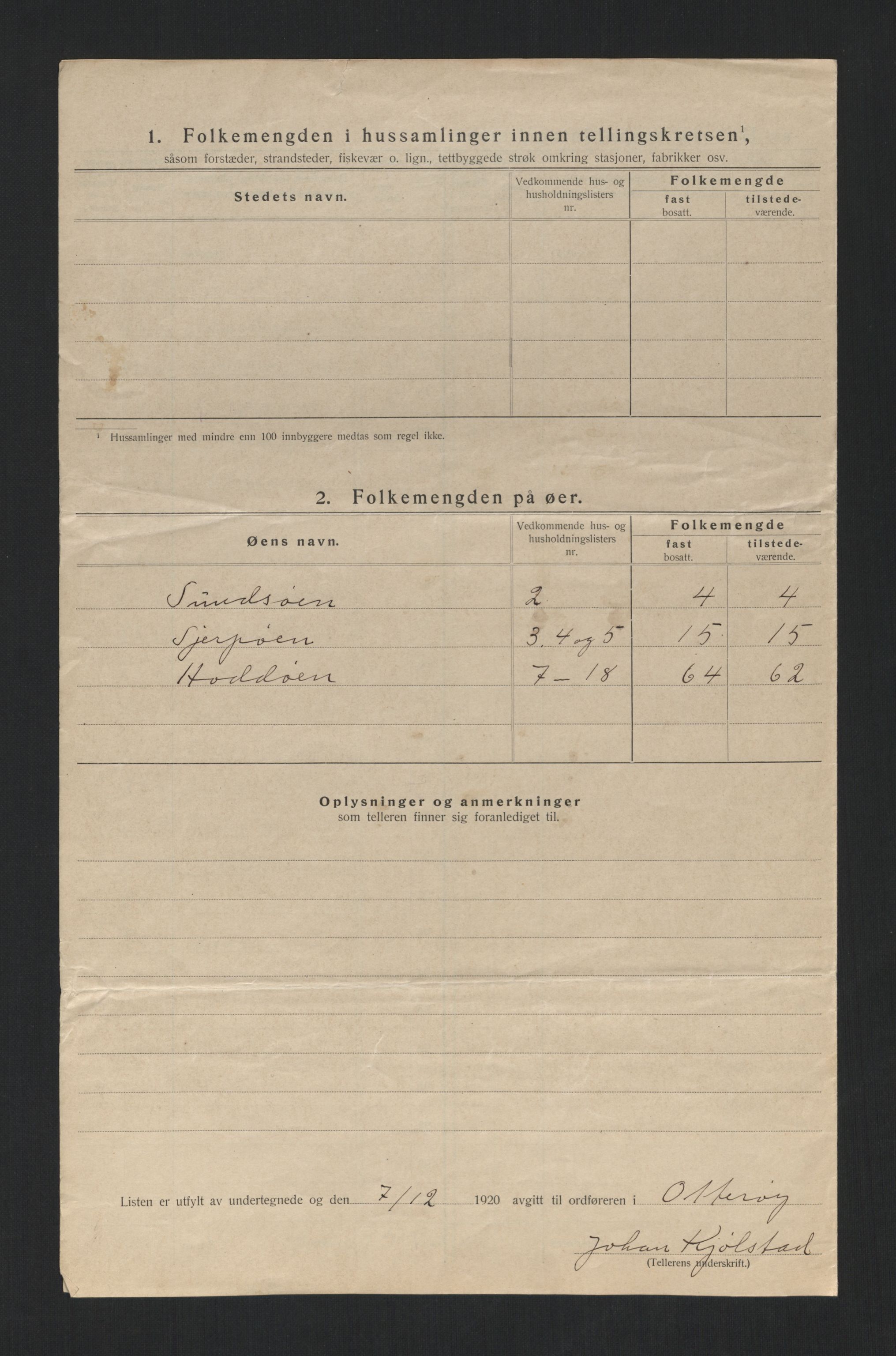 SAT, 1920 census for Otterøy, 1920, p. 20