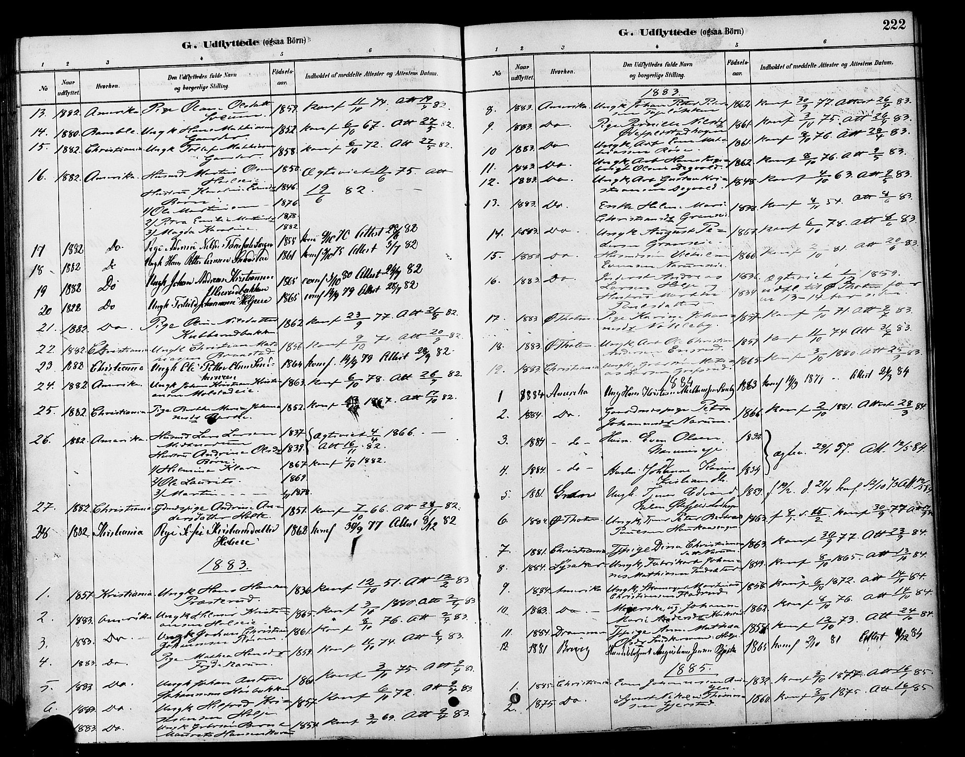 Vestre Toten prestekontor, SAH/PREST-108/H/Ha/Haa/L0010: Parish register (official) no. 10, 1878-1894, p. 222