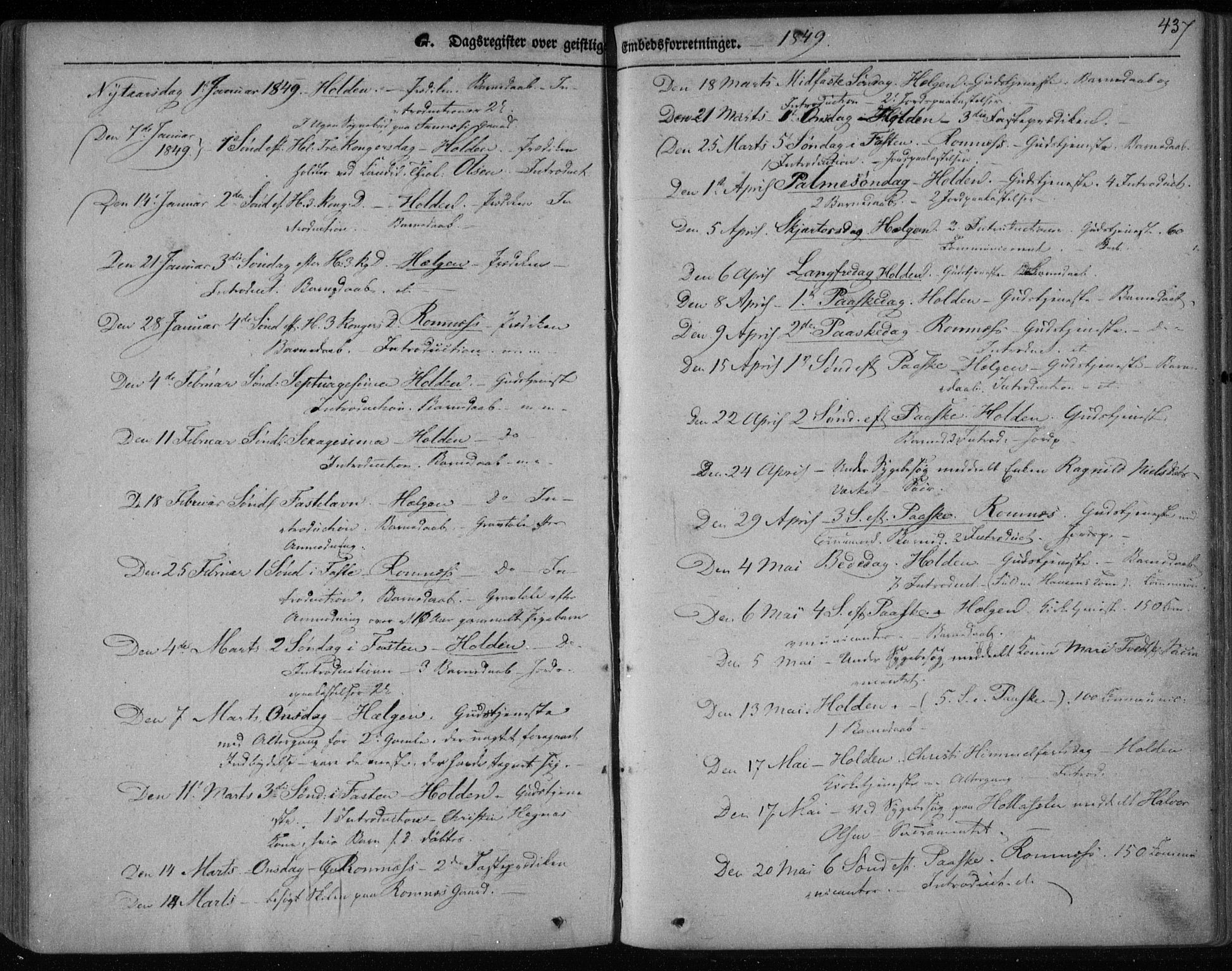 Holla kirkebøker, AV/SAKO-A-272/F/Fa/L0005: Parish register (official) no. 5, 1849-1860, p. 437