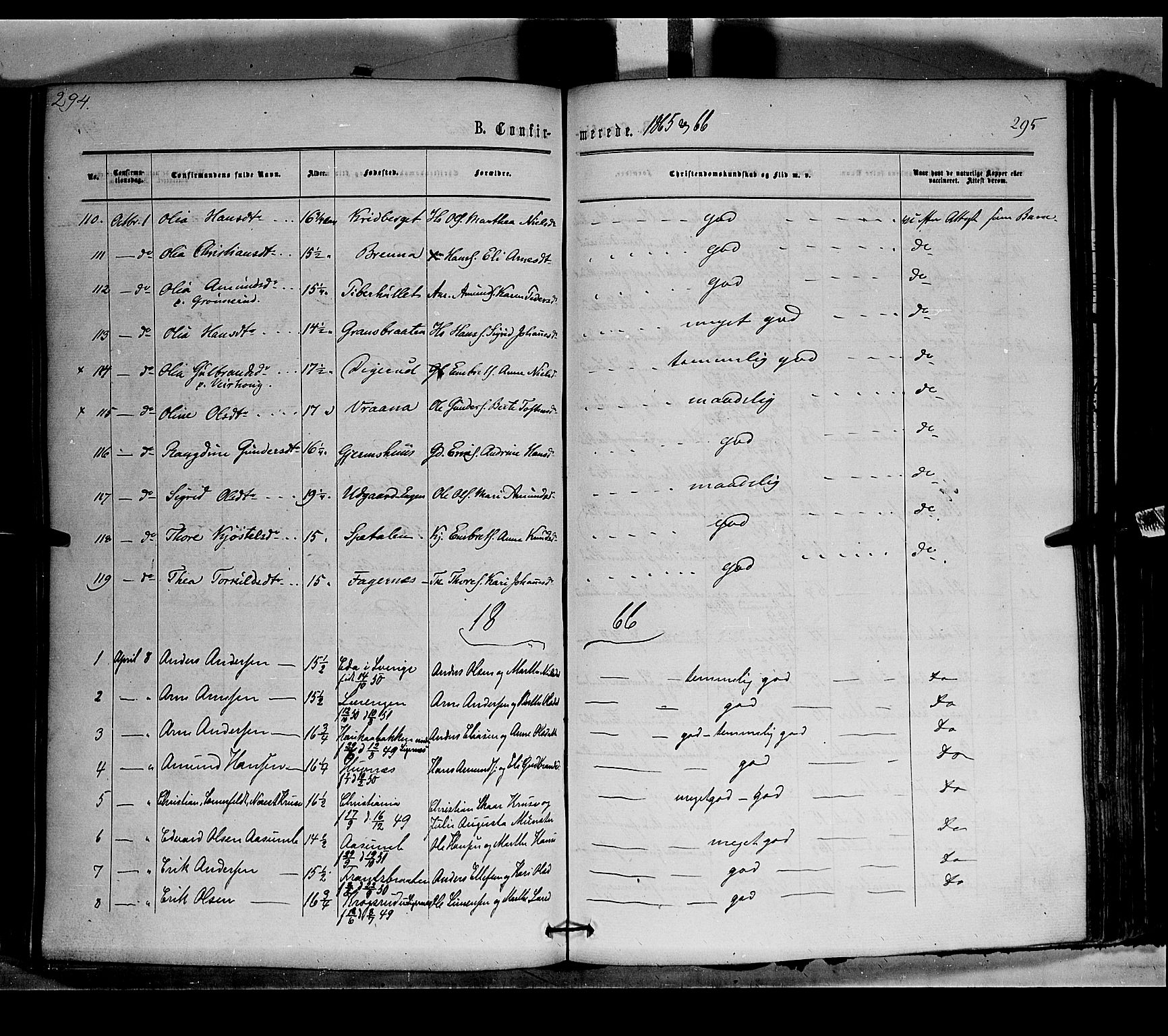 Vinger prestekontor, AV/SAH-PREST-024/H/Ha/Haa/L0011: Parish register (official) no. 11, 1862-1870, p. 295