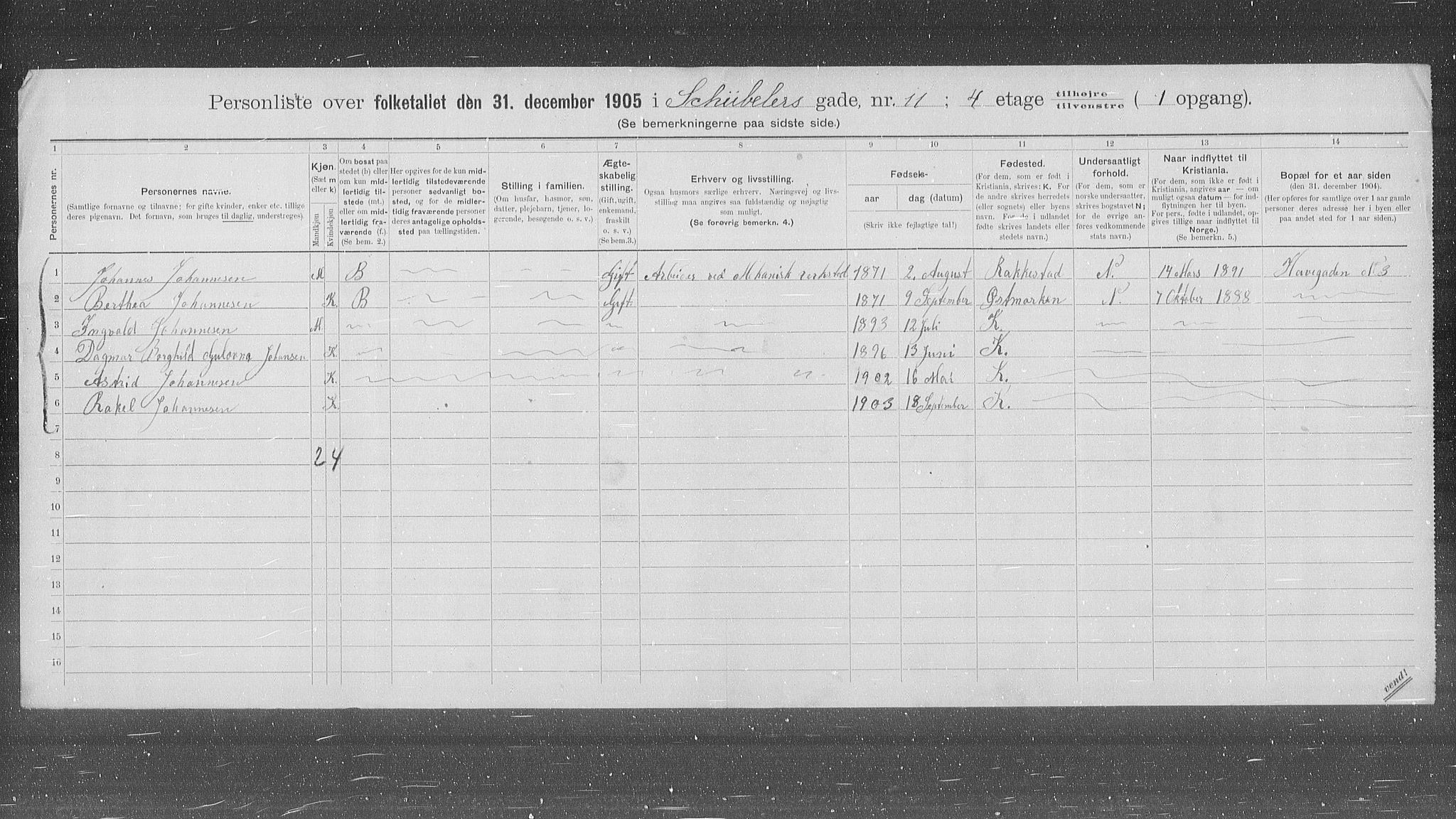 OBA, Municipal Census 1905 for Kristiania, 1905, p. 48296