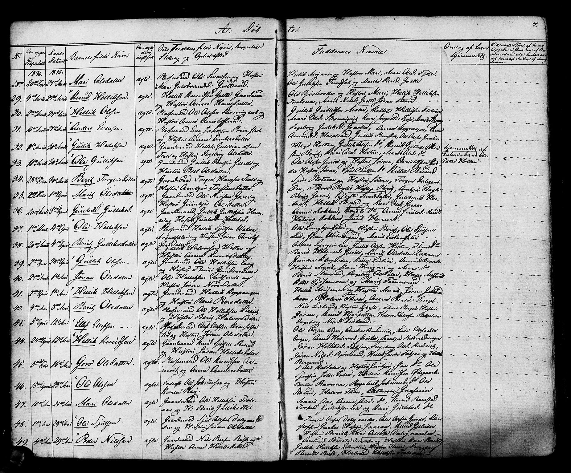 Flesberg kirkebøker, AV/SAKO-A-18/F/Fa/L0006: Parish register (official) no. I 6, 1834-1860, p. 7