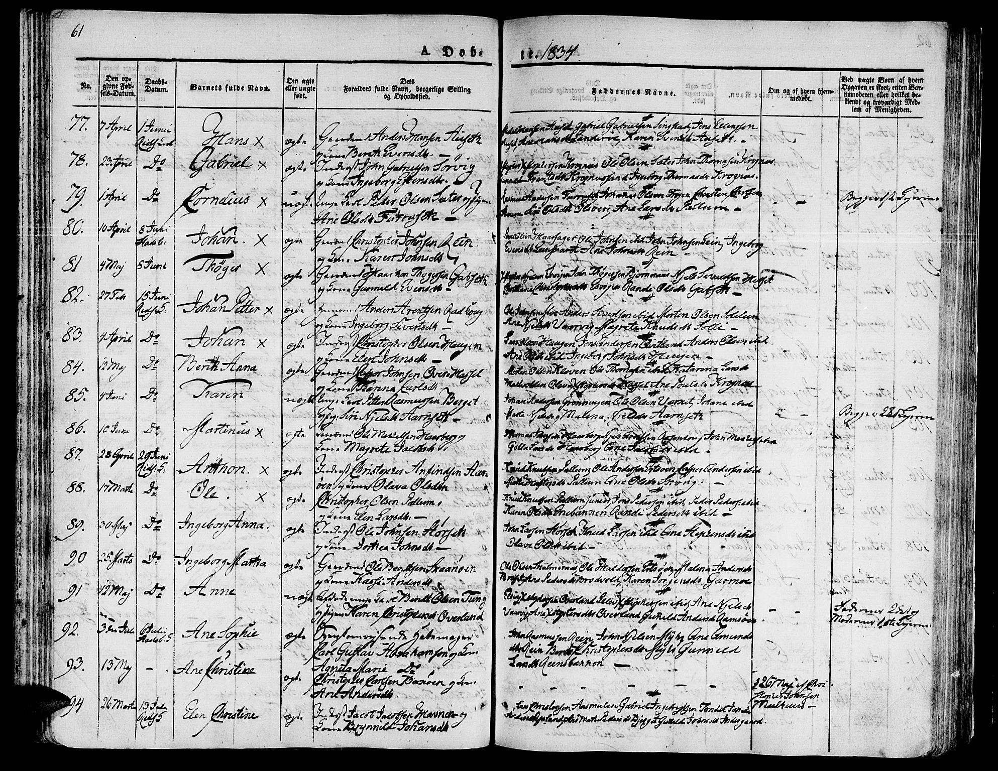 Ministerialprotokoller, klokkerbøker og fødselsregistre - Sør-Trøndelag, AV/SAT-A-1456/646/L0609: Parish register (official) no. 646A07, 1826-1838, p. 61