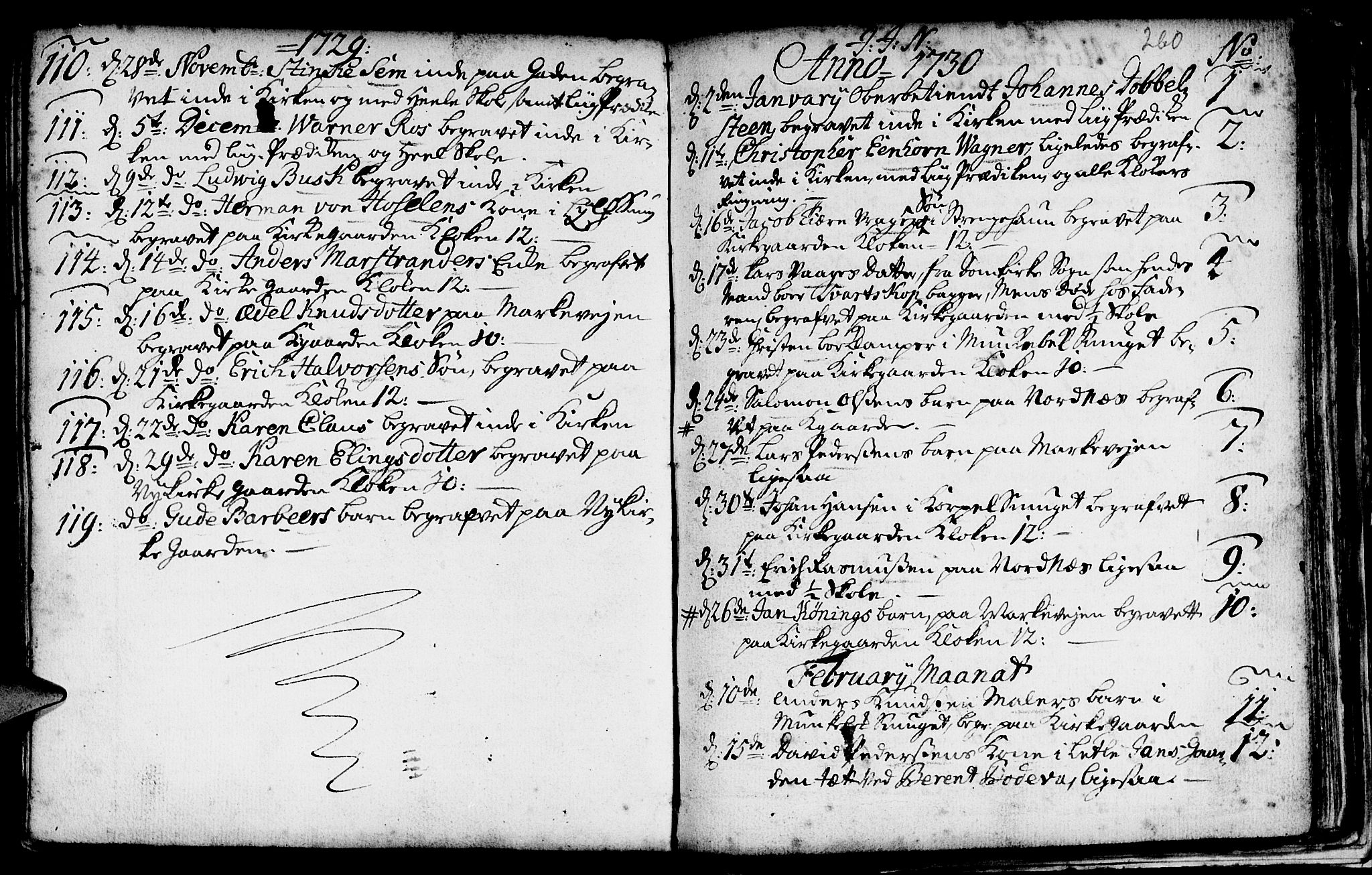Nykirken Sokneprestembete, SAB/A-77101/H/Haa/L0009: Parish register (official) no. A 9, 1689-1759, p. 260