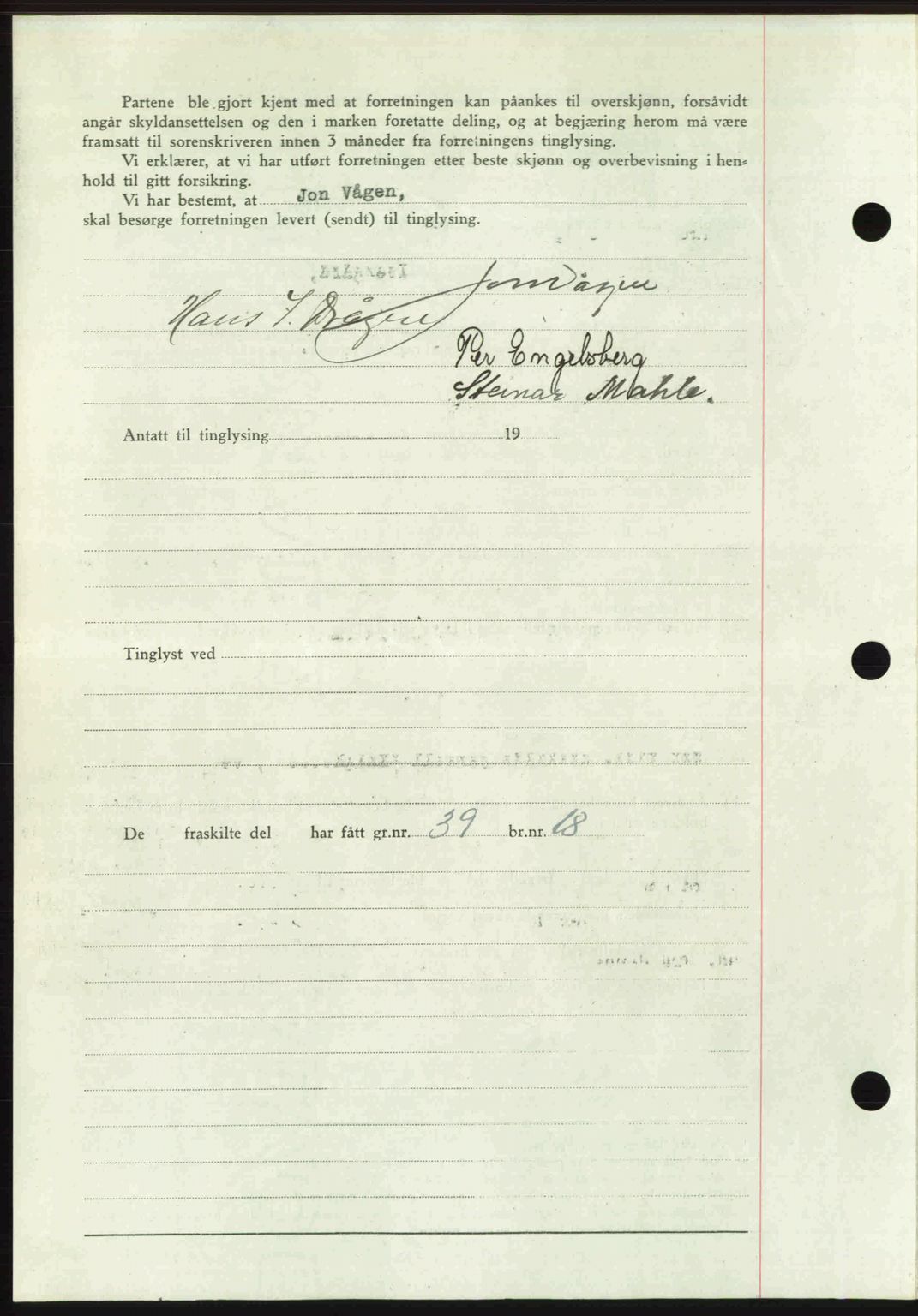 Romsdal sorenskriveri, SAT/A-4149/1/2/2C: Mortgage book no. A22, 1947-1947, Diary no: : 199/1947