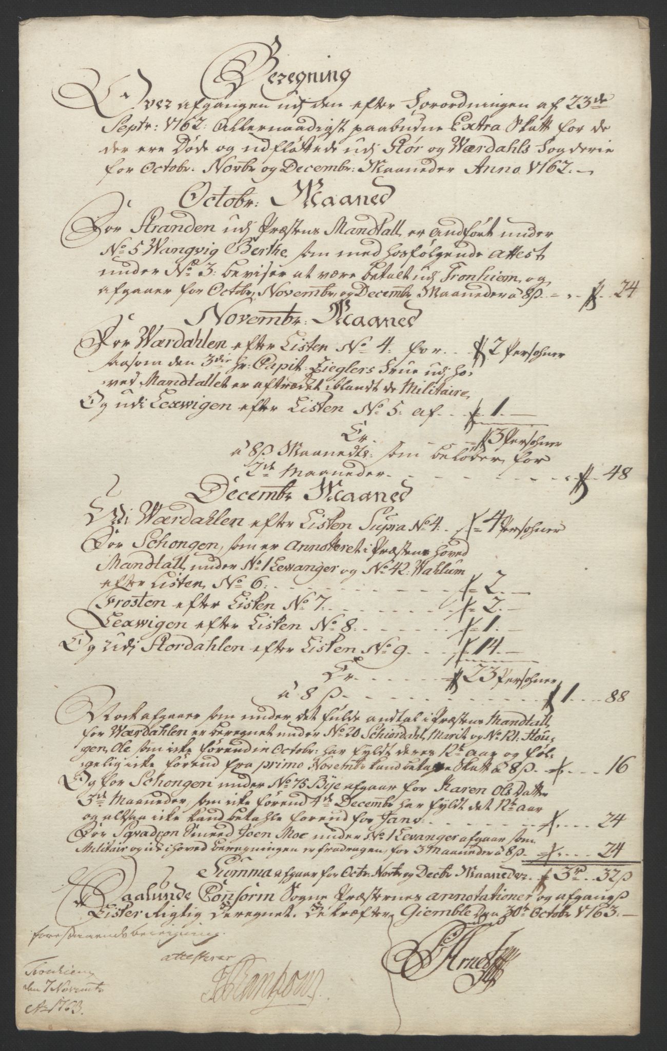 Rentekammeret inntil 1814, Reviderte regnskaper, Fogderegnskap, RA/EA-4092/R62/L4303: Ekstraskatten Stjørdal og Verdal, 1762-1763, p. 13