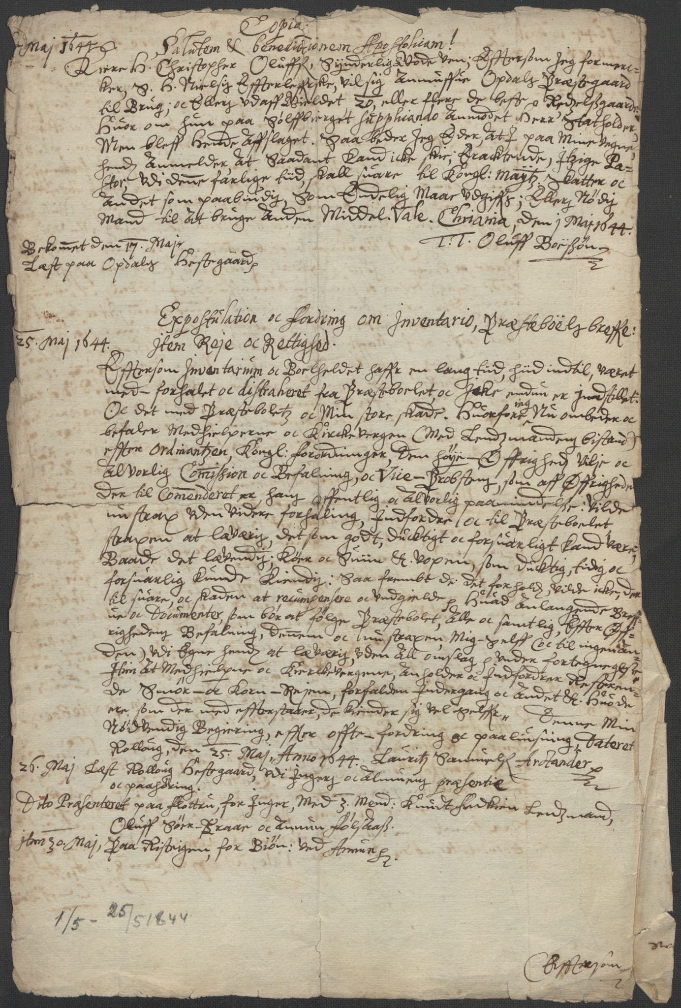 Riksarkivets diplomsamling, AV/RA-EA-5965/F15/L0017: Prestearkiv - Buskerud, 1553-1760, p. 34