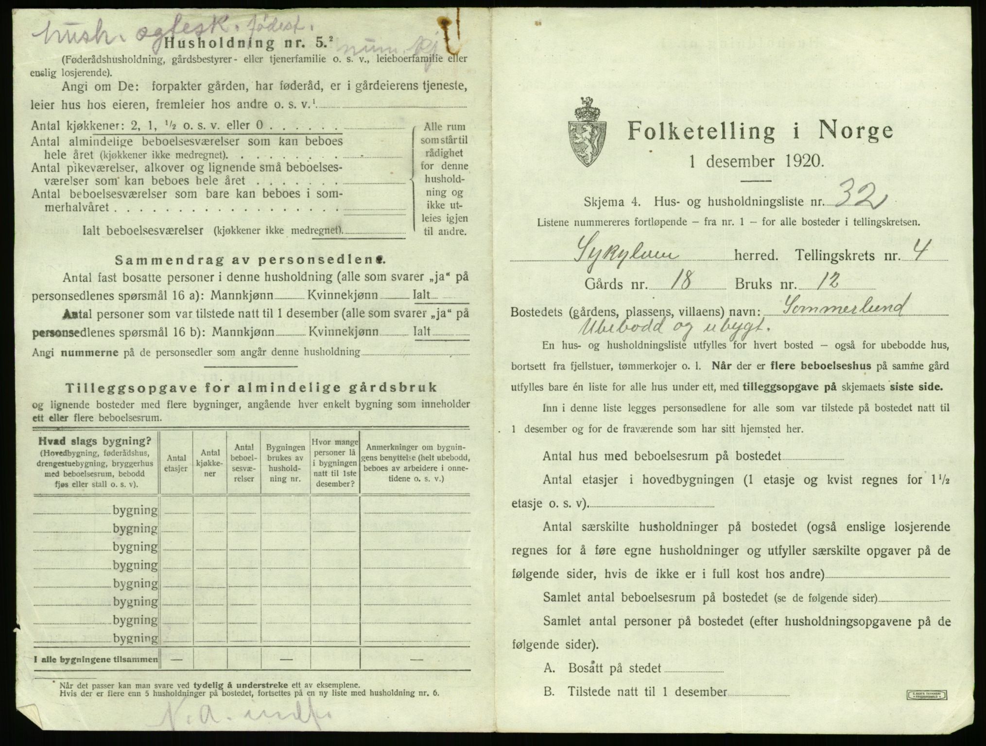 SAT, 1920 census for Sykkylven, 1920, p. 415