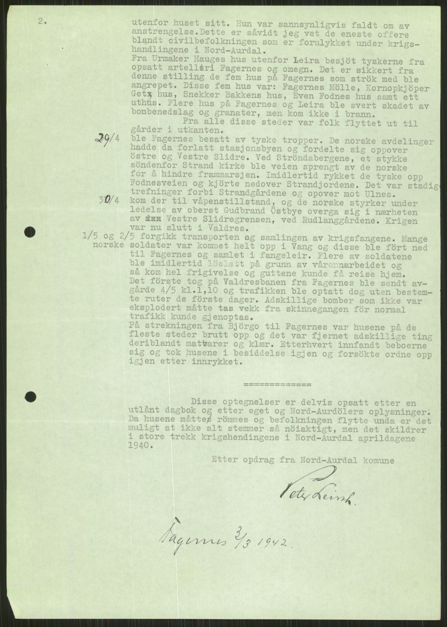 Forsvaret, Forsvarets krigshistoriske avdeling, AV/RA-RAFA-2017/Y/Ya/L0014: II-C-11-31 - Fylkesmenn.  Rapporter om krigsbegivenhetene 1940., 1940, p. 196