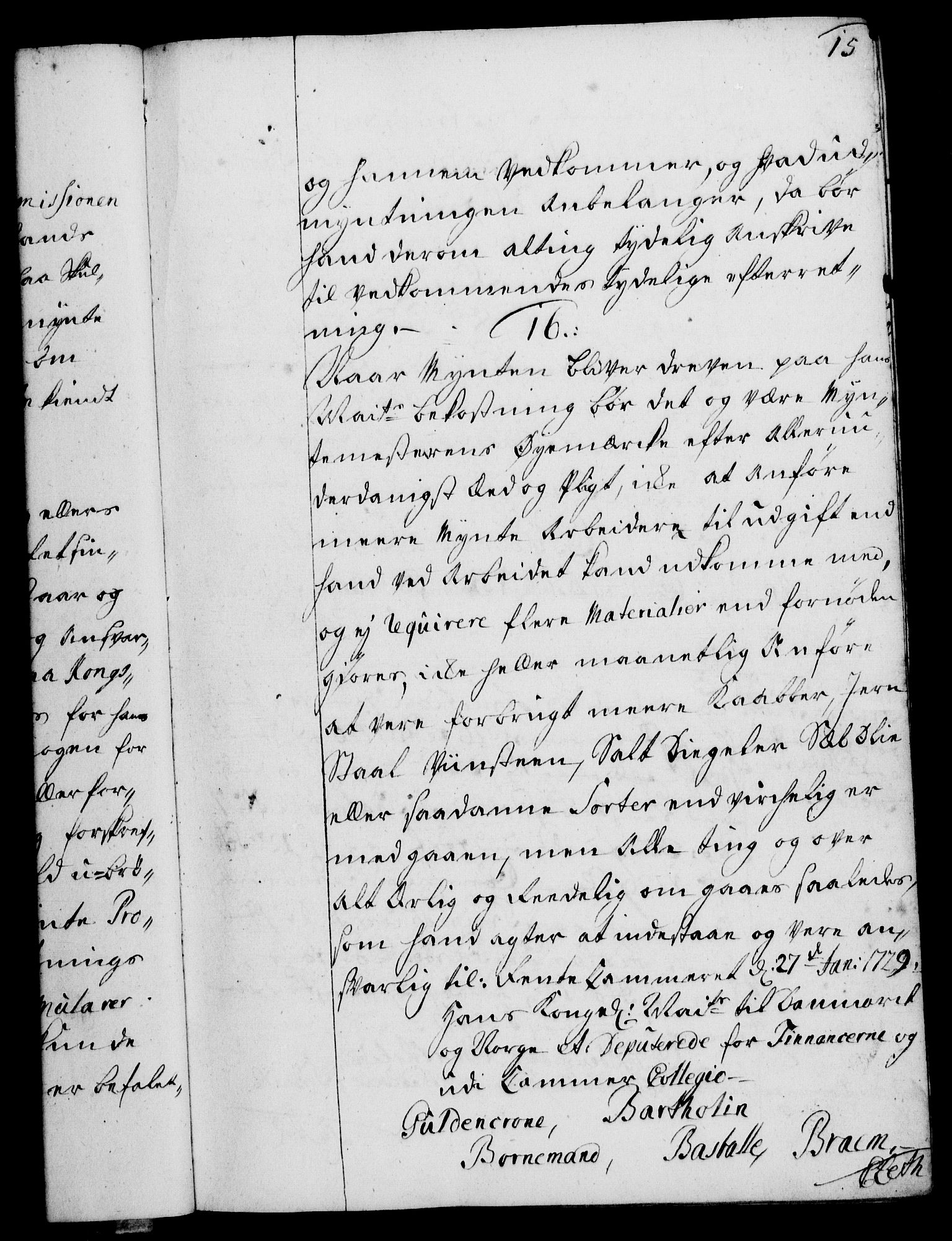 Rentekammeret, Kammerkanselliet, RA/EA-3111/G/Gg/Ggi/L0002: Norsk instruksjonsprotokoll med register (merket RK 53.35), 1729-1751, p. 15
