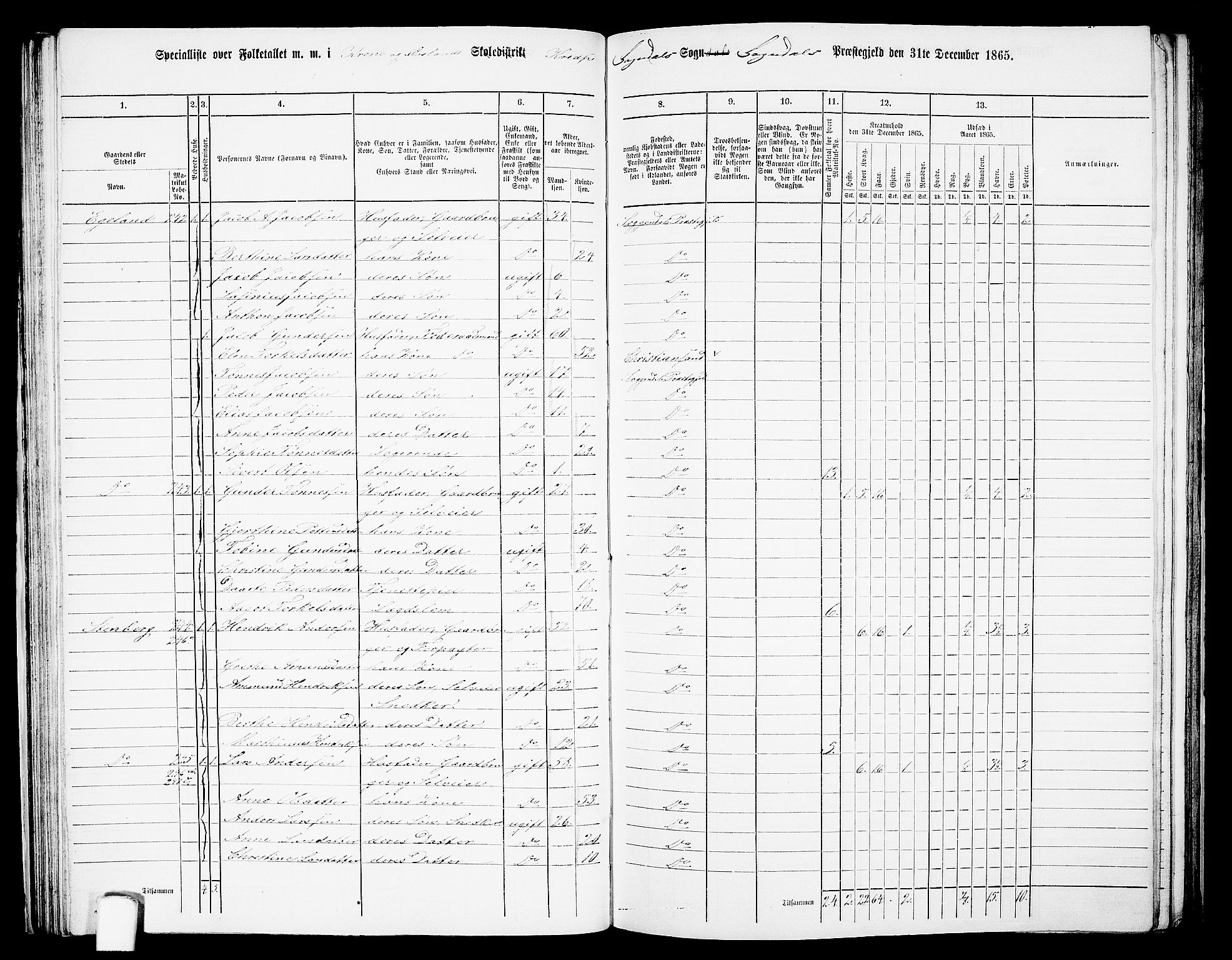 RA, 1865 census for Sokndal, 1865, p. 50