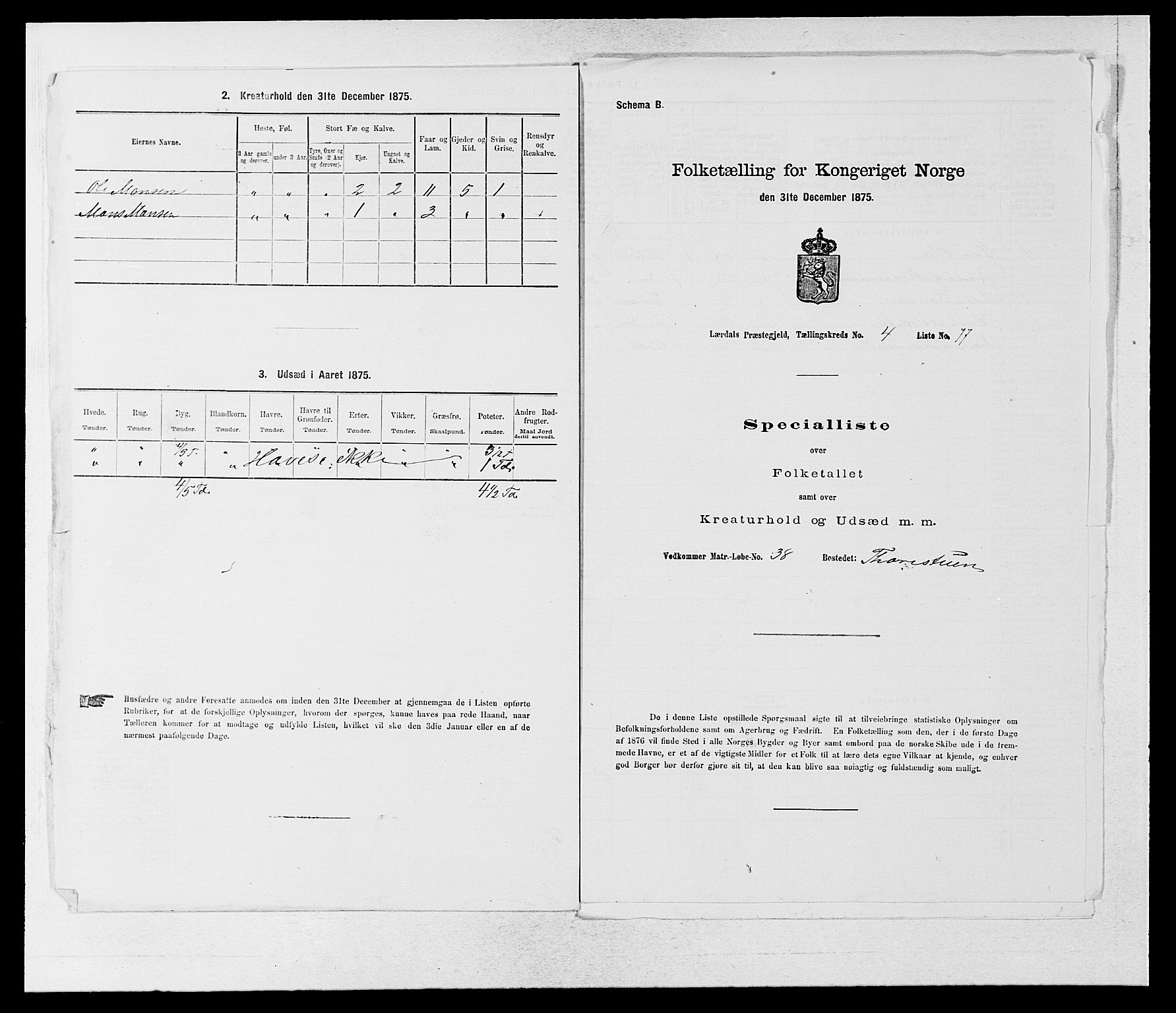 SAB, 1875 census for 1422P Lærdal, 1875, p. 641