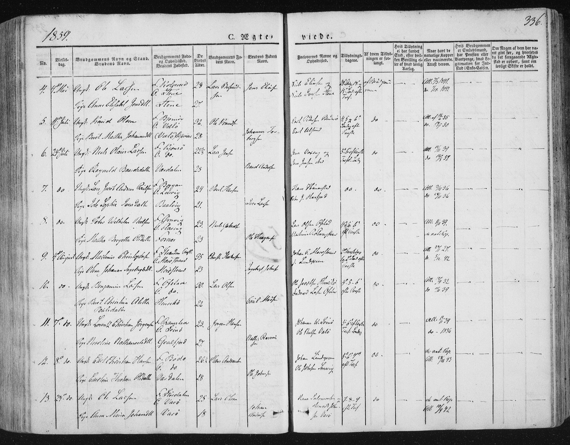 Ministerialprotokoller, klokkerbøker og fødselsregistre - Nord-Trøndelag, SAT/A-1458/784/L0669: Parish register (official) no. 784A04, 1829-1859, p. 336