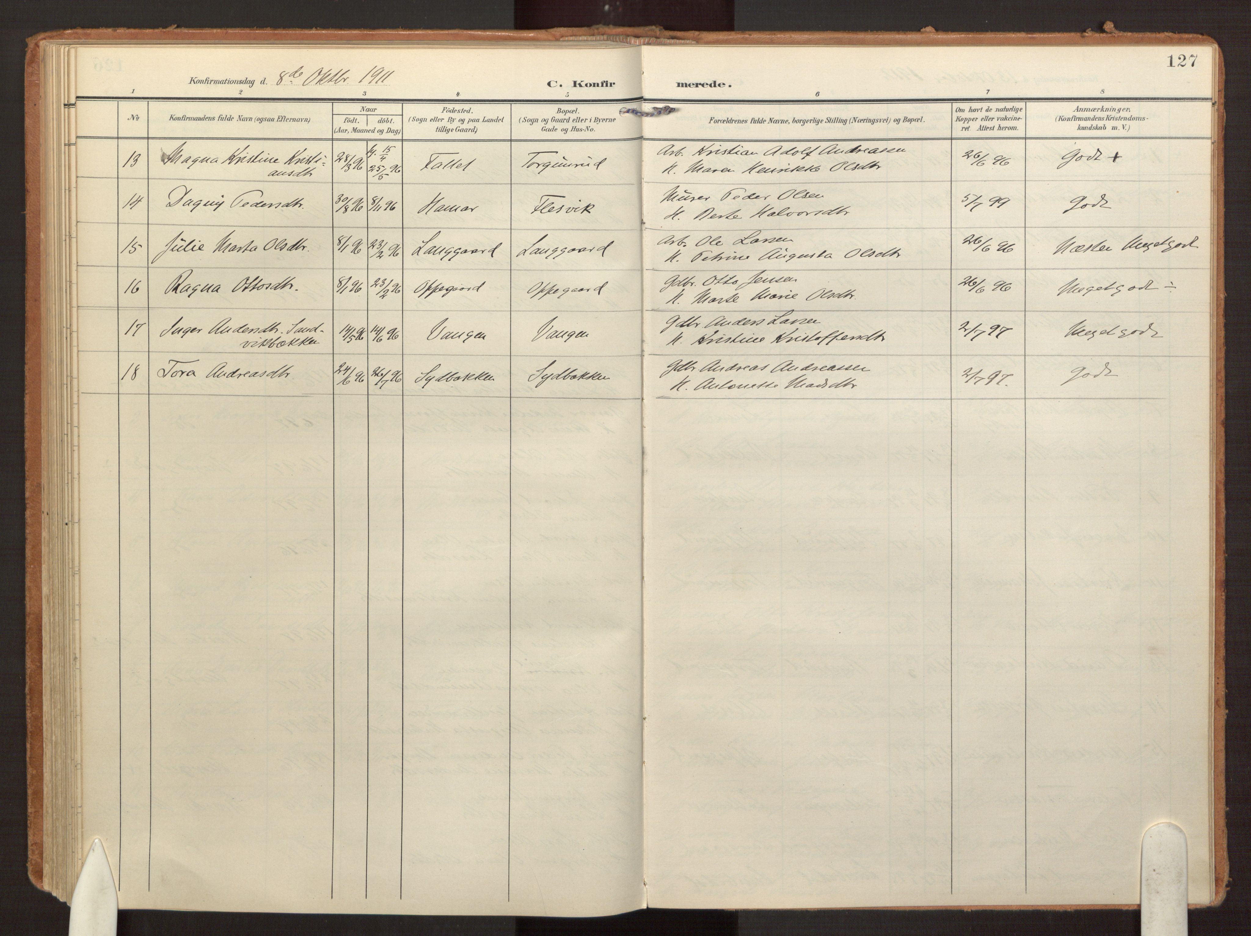 Hurdal prestekontor Kirkebøker, SAO/A-10889/F/Fb/L0004: Parish register (official) no. II 4, 1902-1924, p. 127