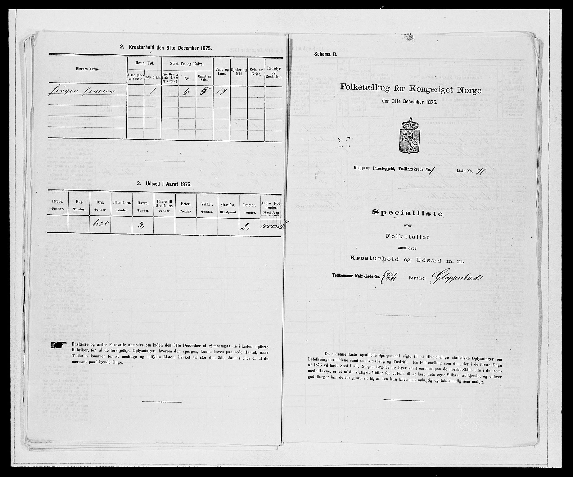 SAB, 1875 Census for 1445P Gloppen, 1875, p. 175