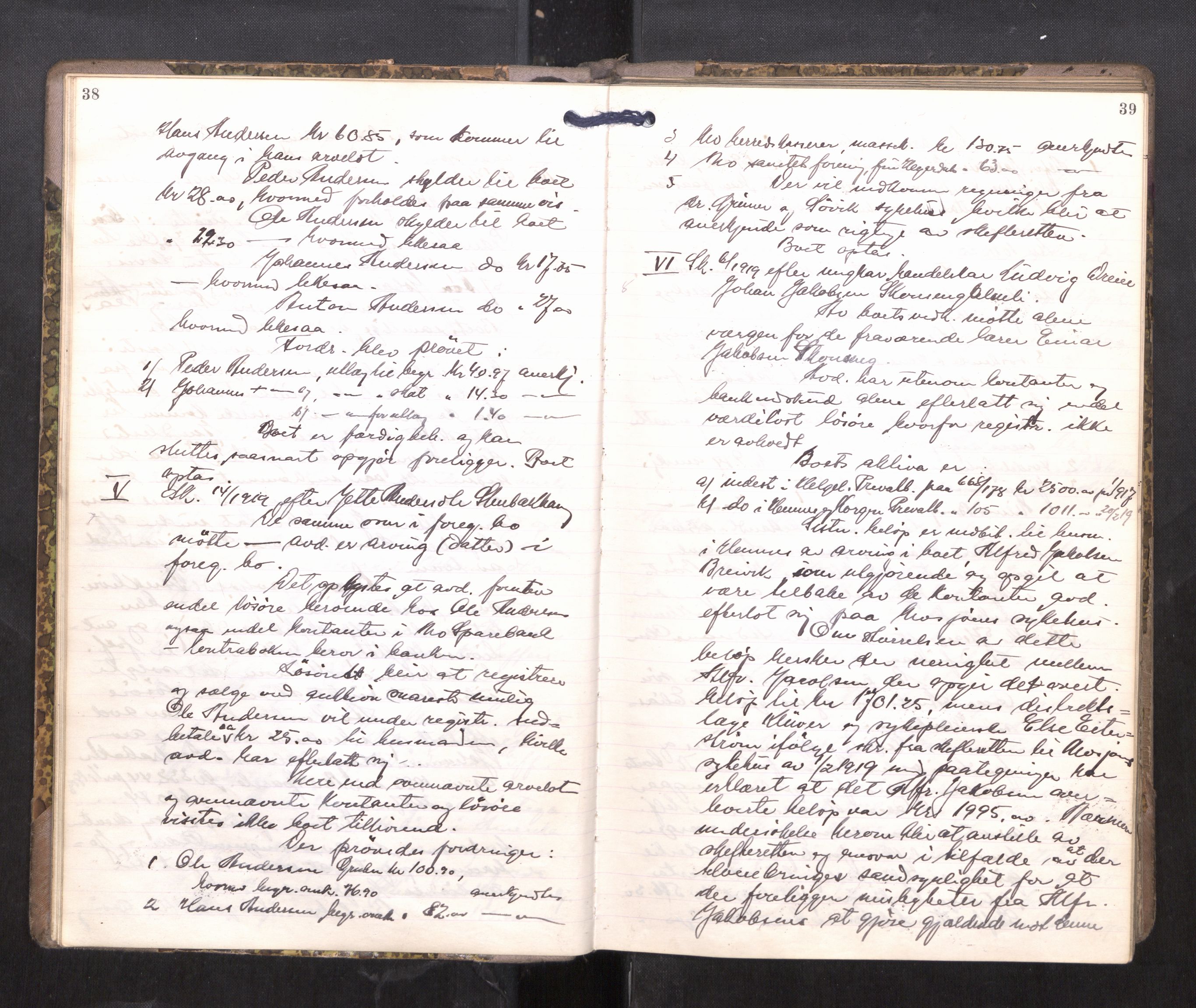 Rana sorenskriveri , AV/SAT-A-1108/1/3/3B/L0011: Skiftebehandlingsprotokoll, 1918-1922, p. 38-39